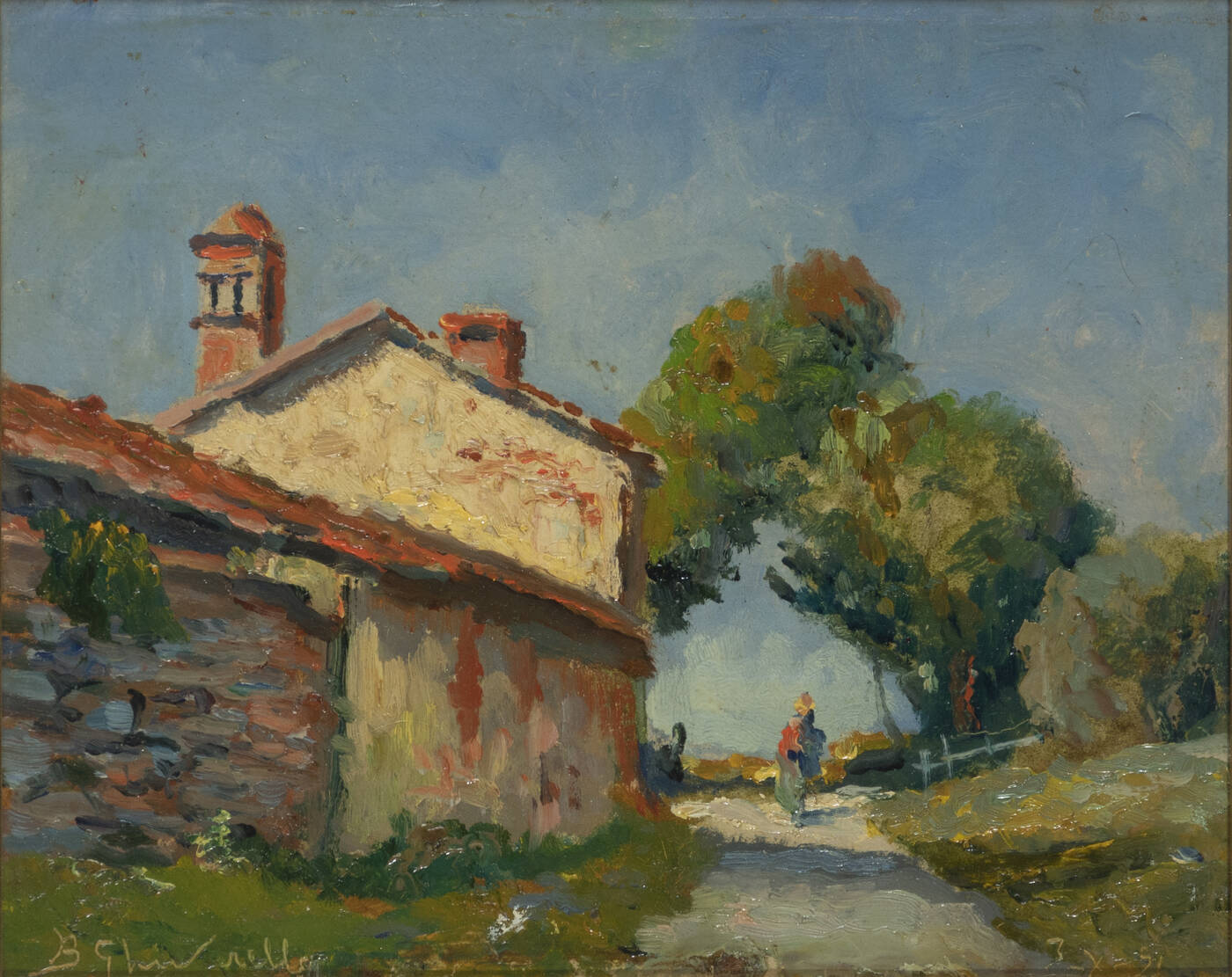 BENEDETTO GHIVARELLO - 'Paesaggio campestre con figure'