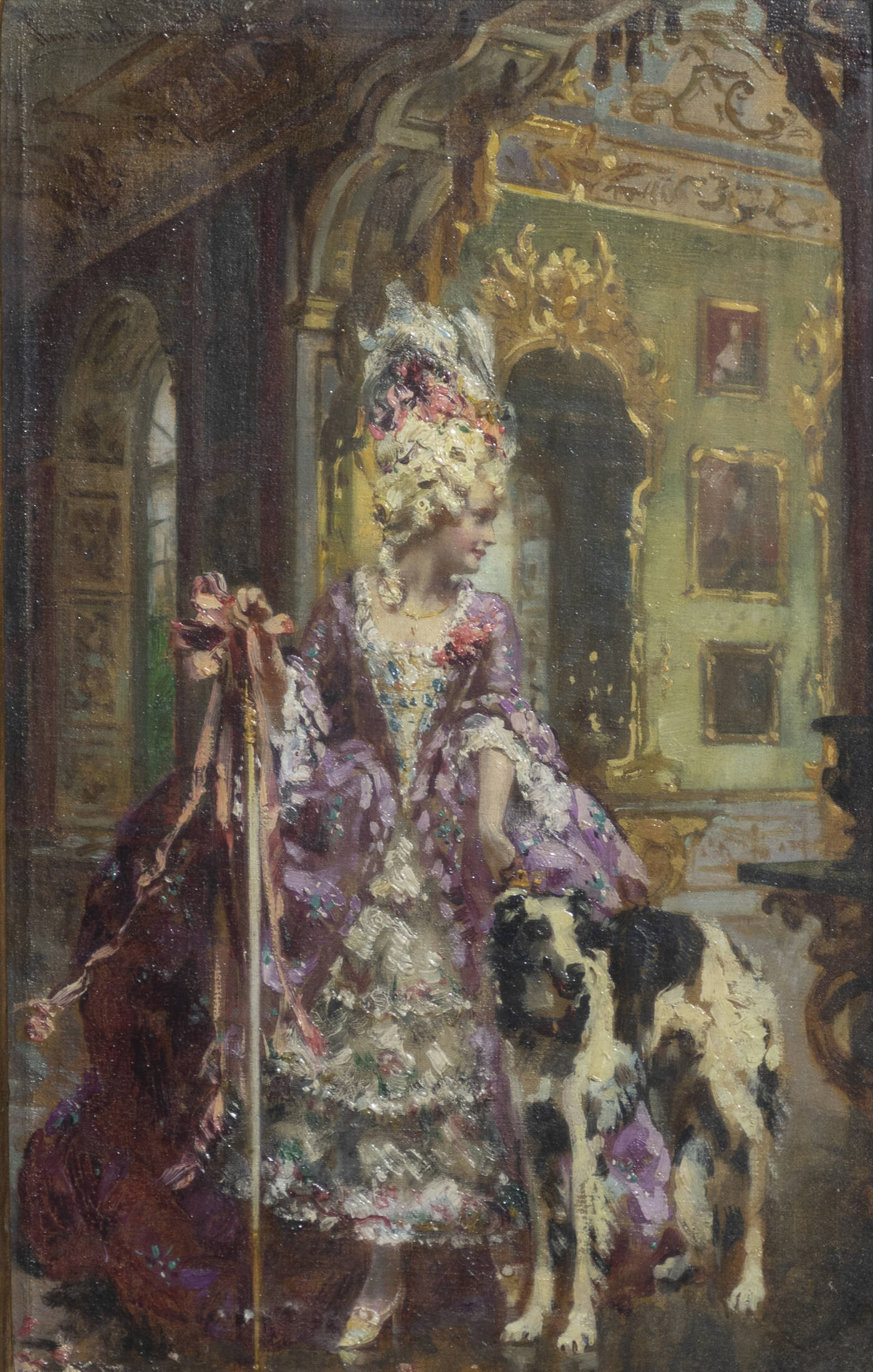 PITTORE NON IDENTIFICATO - 'Dama con levriere'