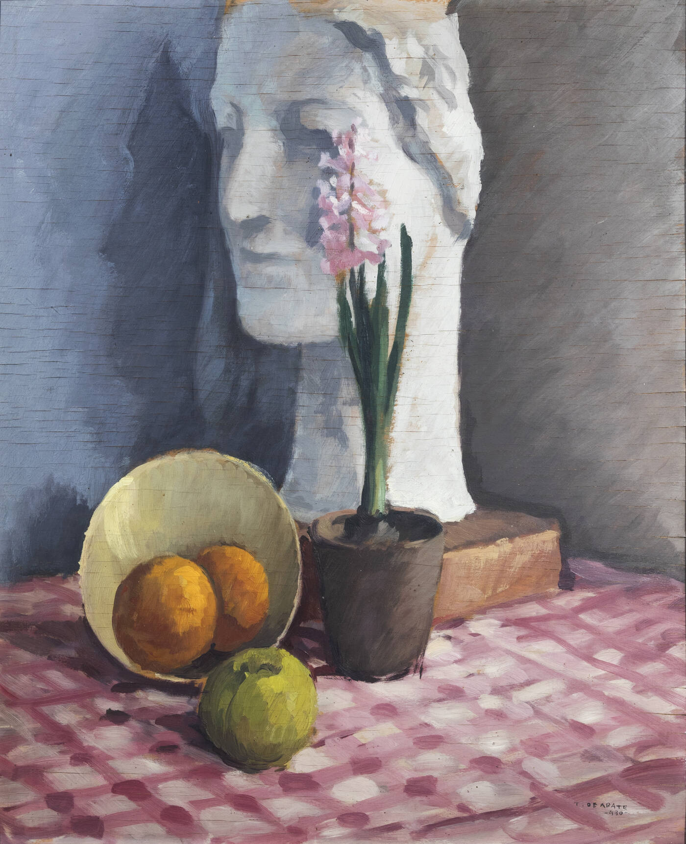 TEONESTO DEABATE - 'Natura morta con testa in gesso, fiori e frutta' 1930