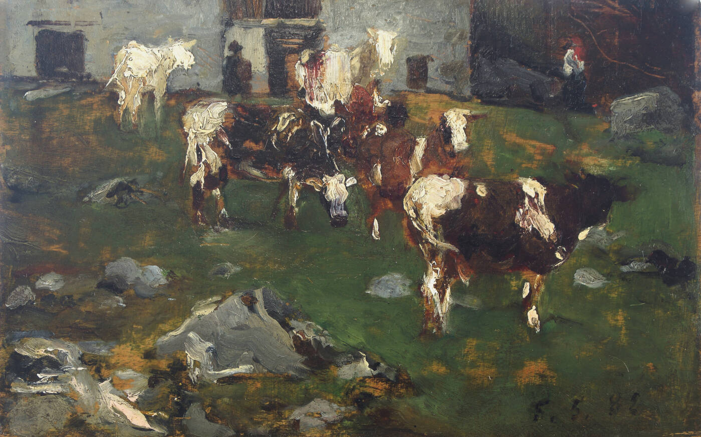 LORENZO DELLEANI - 'Pascolo davanti alla cascina' 5/5/1882