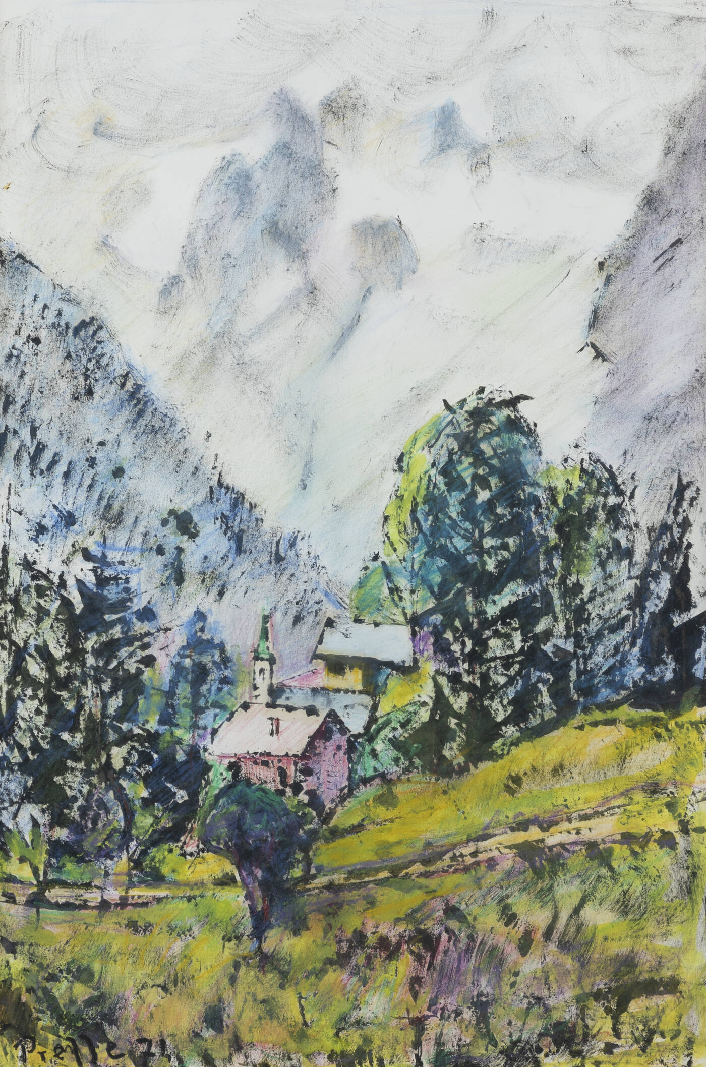 MARIA ANTONIETTA PRELLE - 'Per i sentieri del Villair (Courmayeur)' 1974