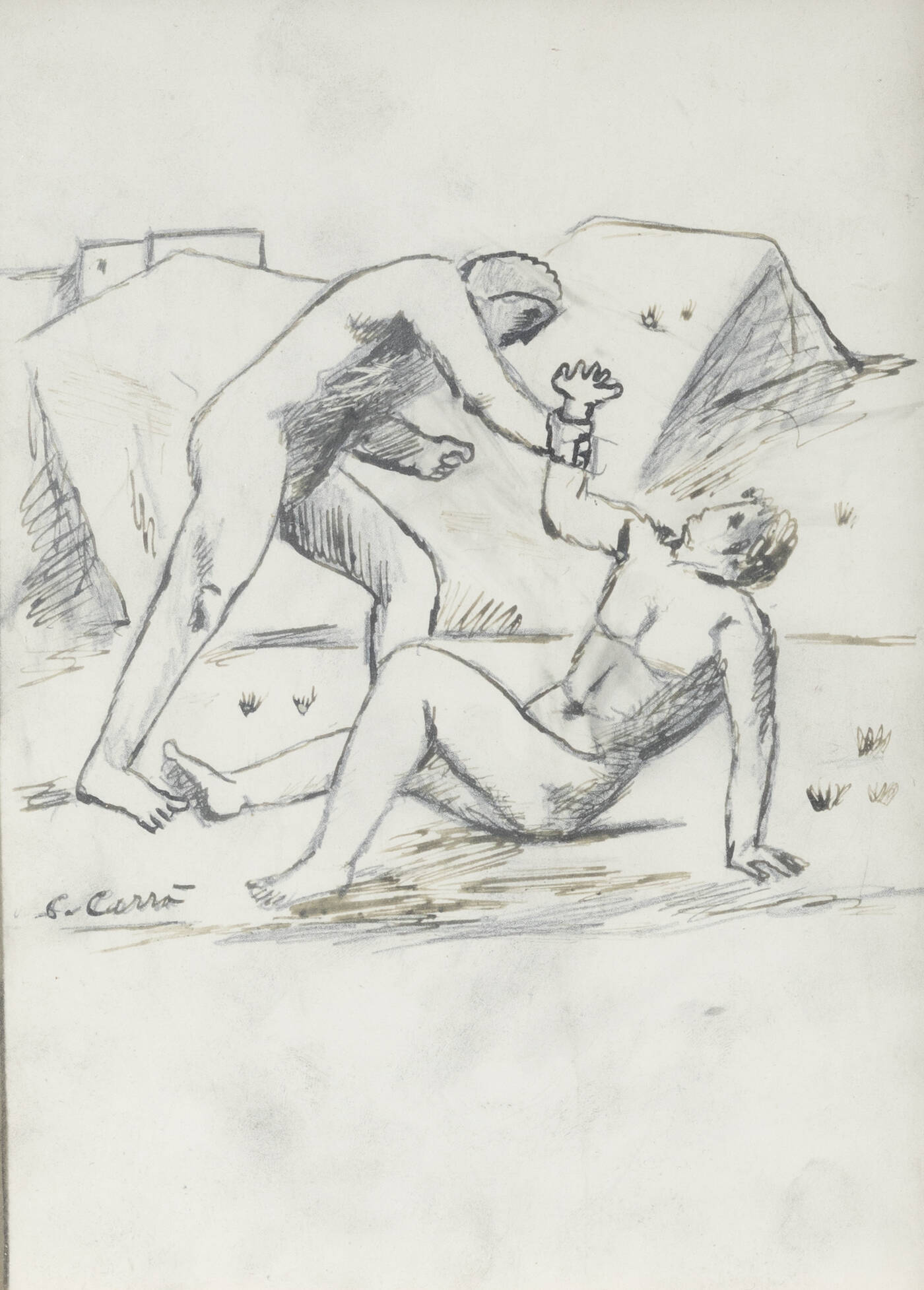 CARLO CARRA' - 'La lotta' 1930-32 ca