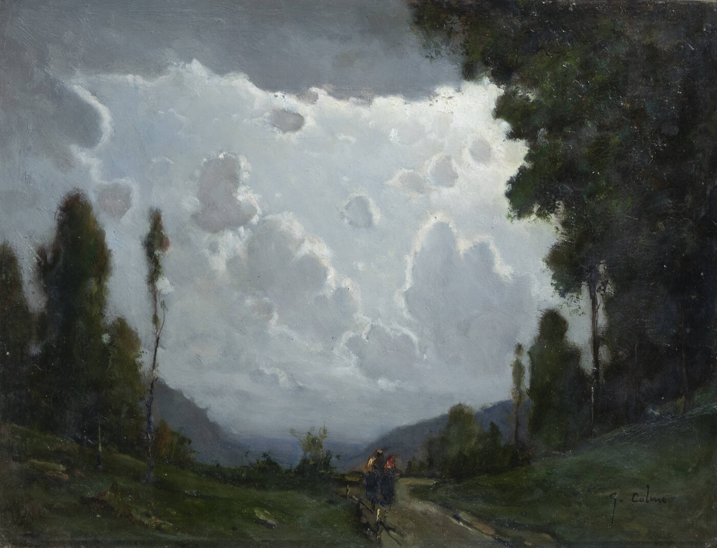 GIOVANNI COLMO - 'Paesaggio di mezza montagna con figure'