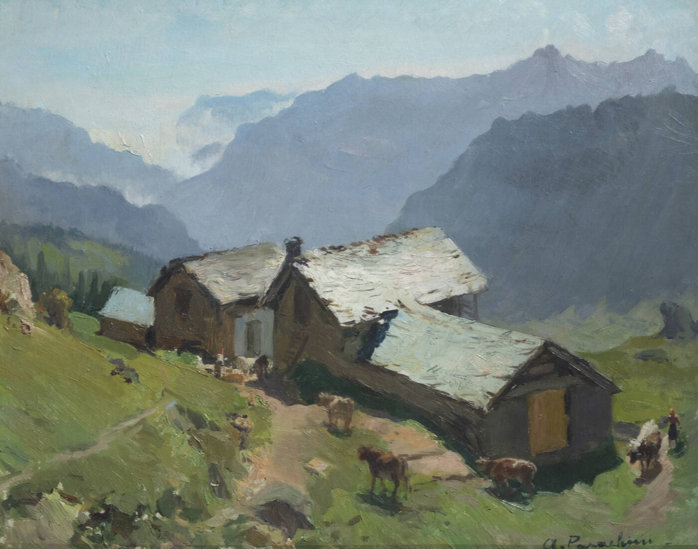 ACHILLE PARACHINI - 'Grange di Valtournenche' 1950