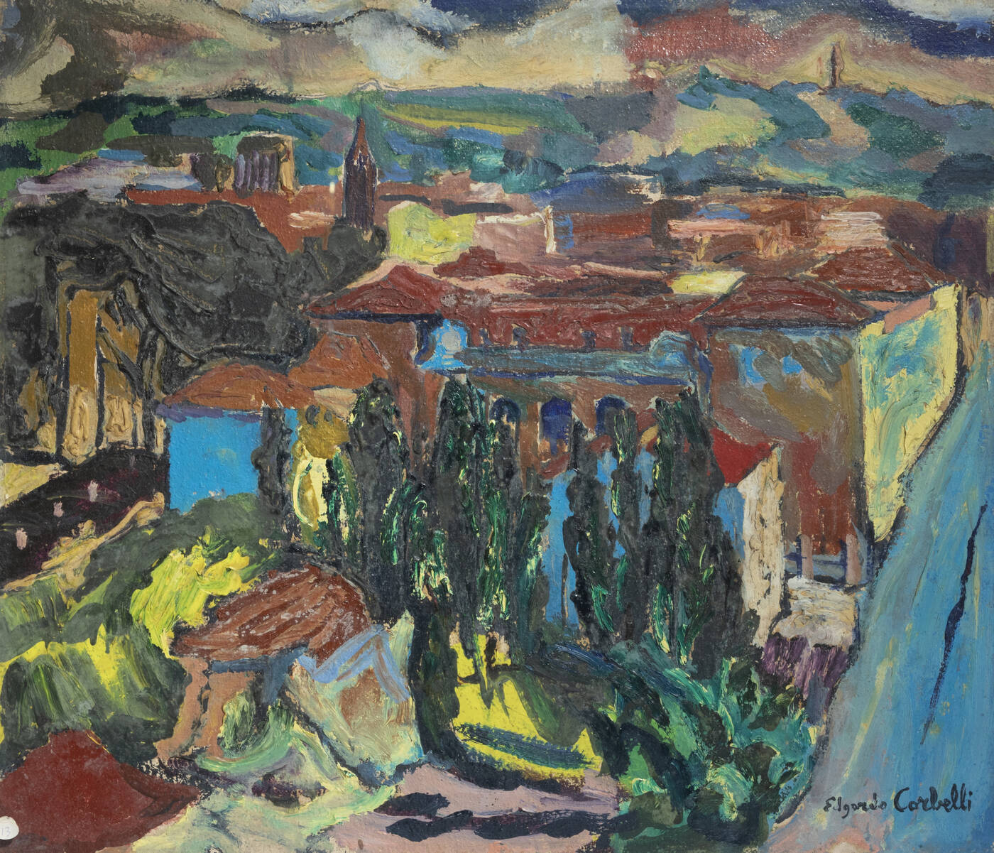 EDGARDO CORBELLI - 'Veduta di città dall'alto'