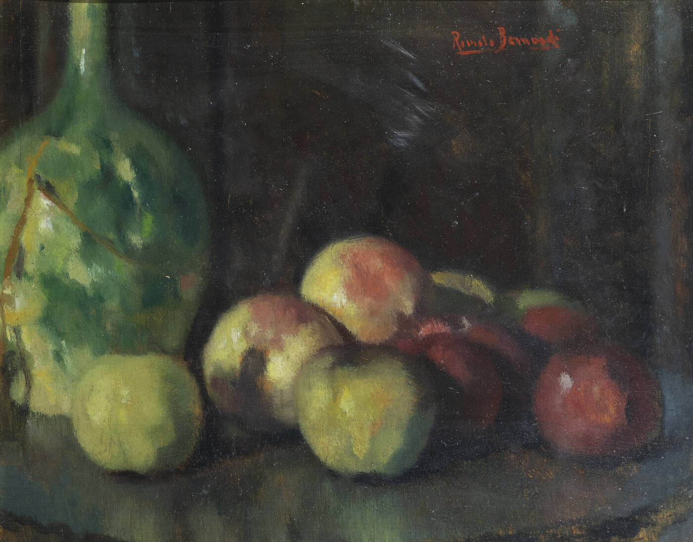 ROMOLO BERNARDI - 'Natura morta con mele e bottiglia'