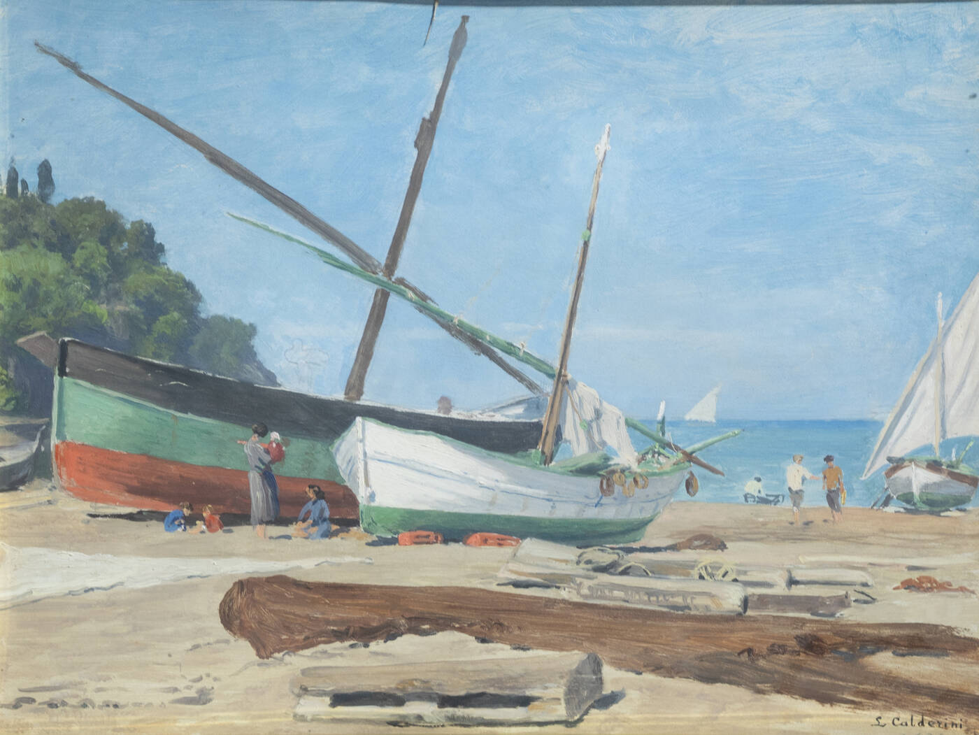 LUIGI CALDERINI - 'Sulla spiaggia di Sestri' 1925