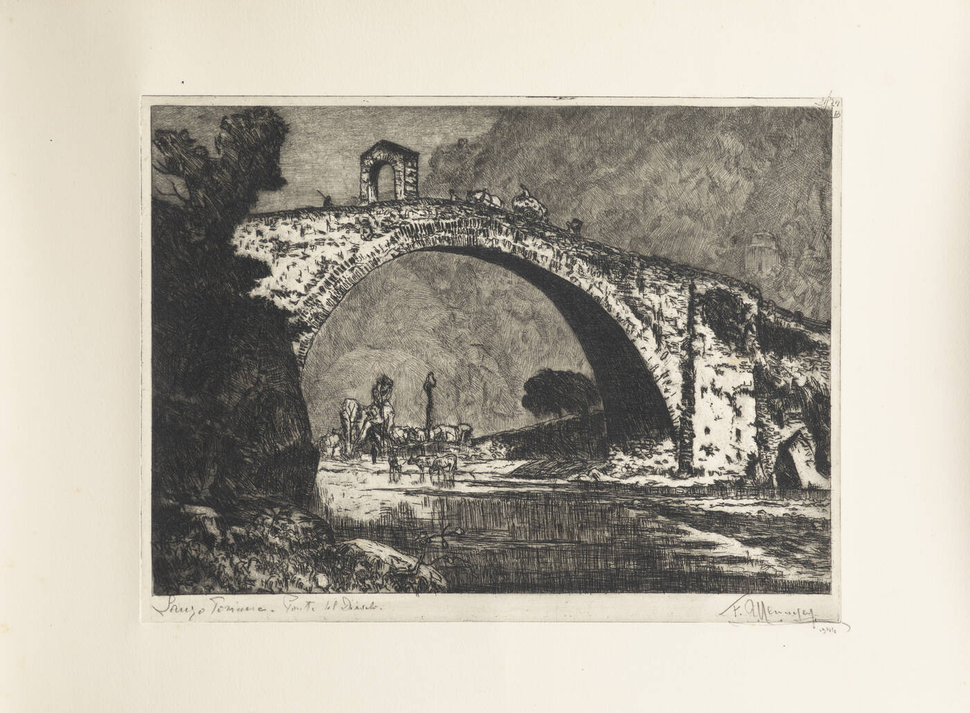 FRANCESCO MENNYEY - 'Lanzo Torinese - Ponte del Diavolo' 1944