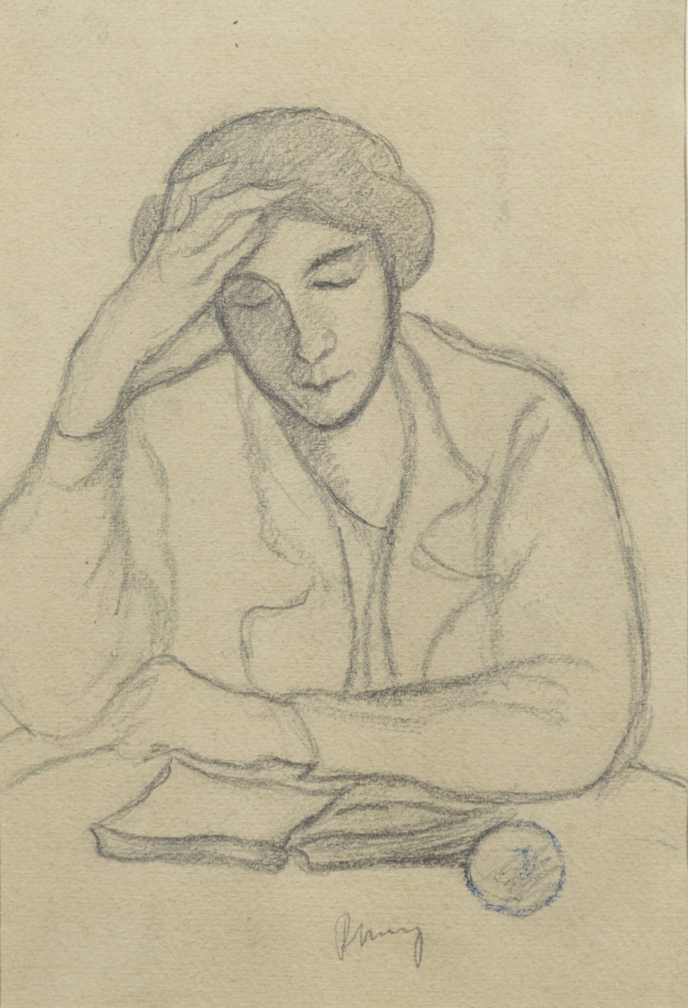 PIETRO MARUSSIG - 'Modella con mano alla fronte' 