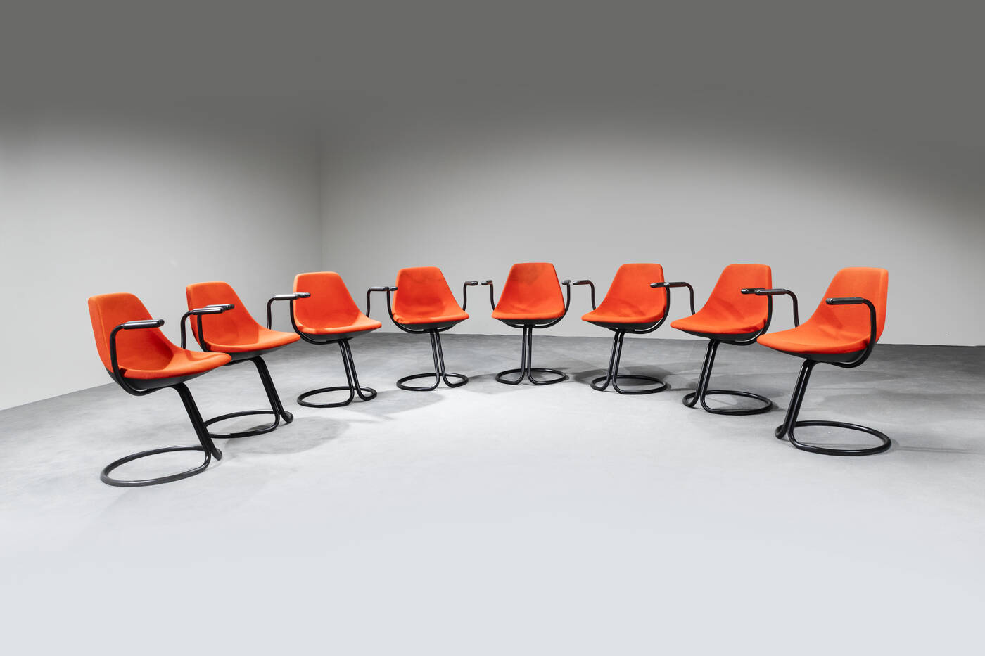 GIOTTO STOPPINO - 
Eight chairs with removable armrests