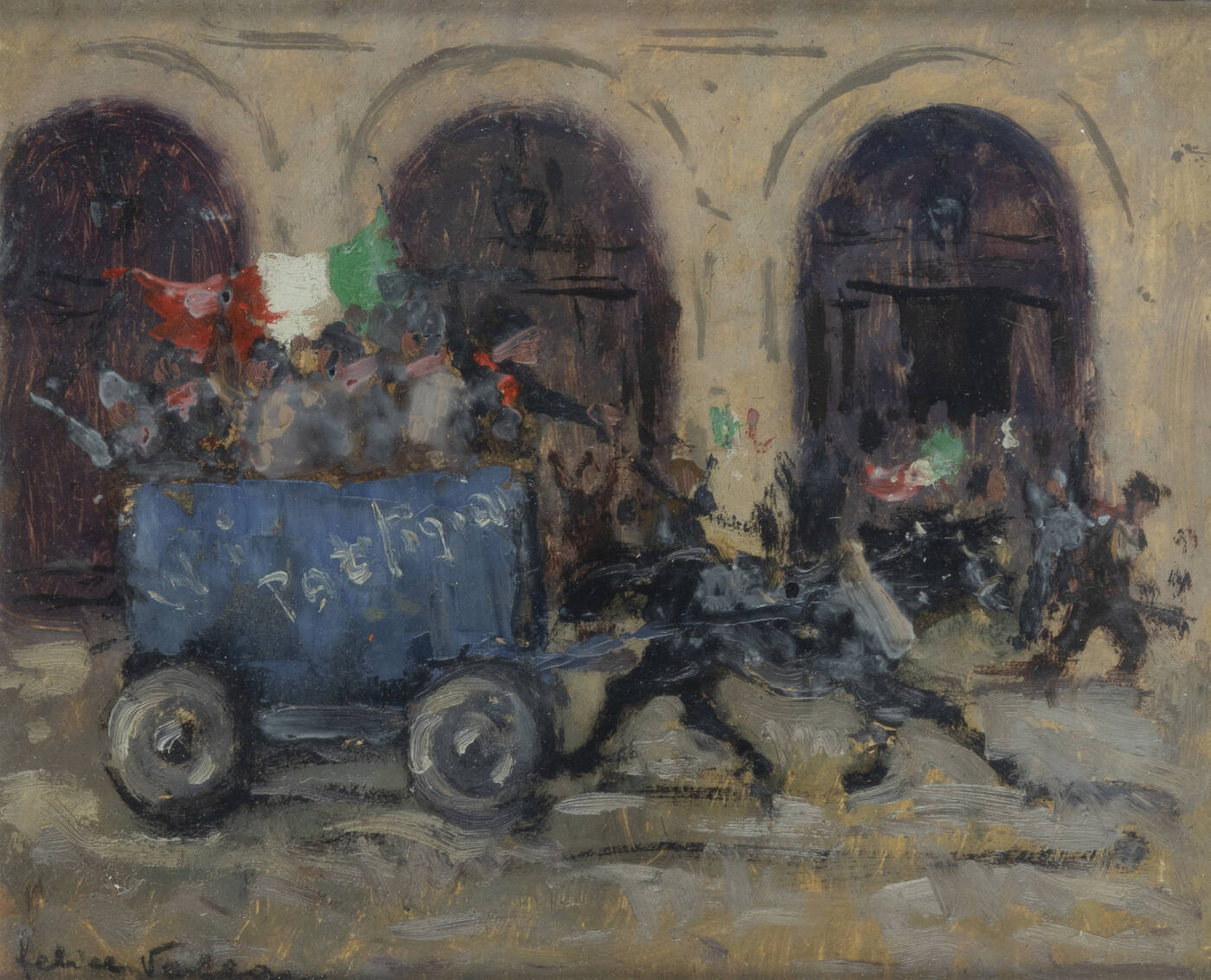 FELICE VELLAN - 'L'arrivo trionfale dei primi patrioti a Torino - Ore 7 del mattino 28 aprile 1945'