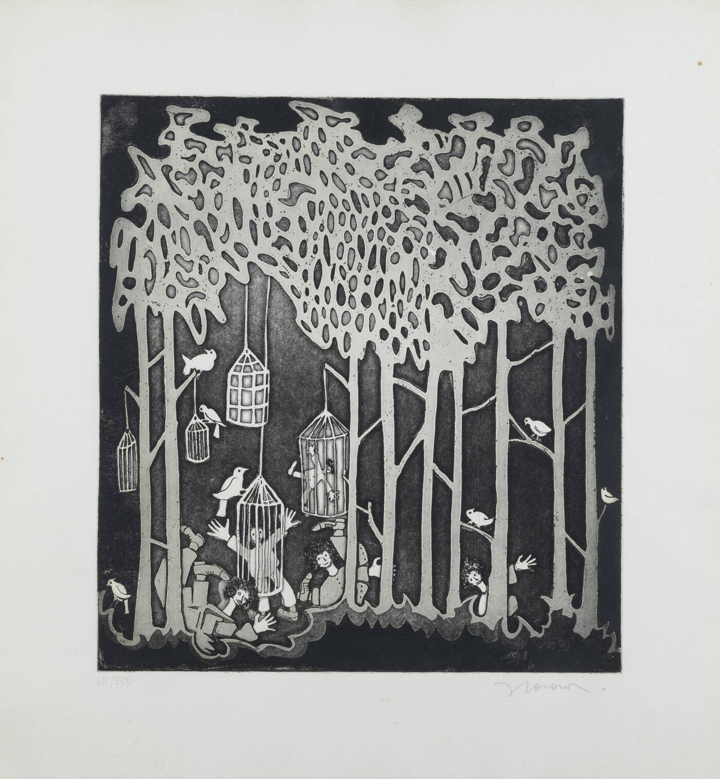 FRANCESCO CASORATI - 'Le gabbie nel bosco'1967