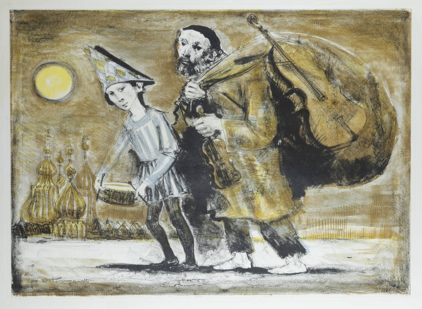 TRENTO LONGARETTI - 'Vecchio musicante e bambino con tamburo' 1984