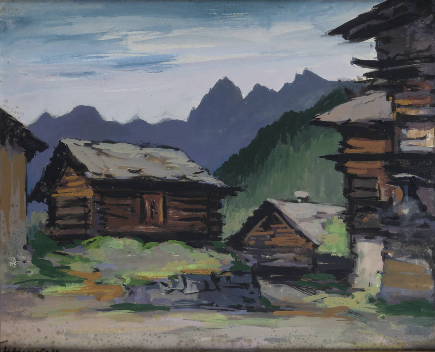 FELICE VELLAN - 'Case rustiche a Perrias (Val d'Ayas - Aosta)' 1955