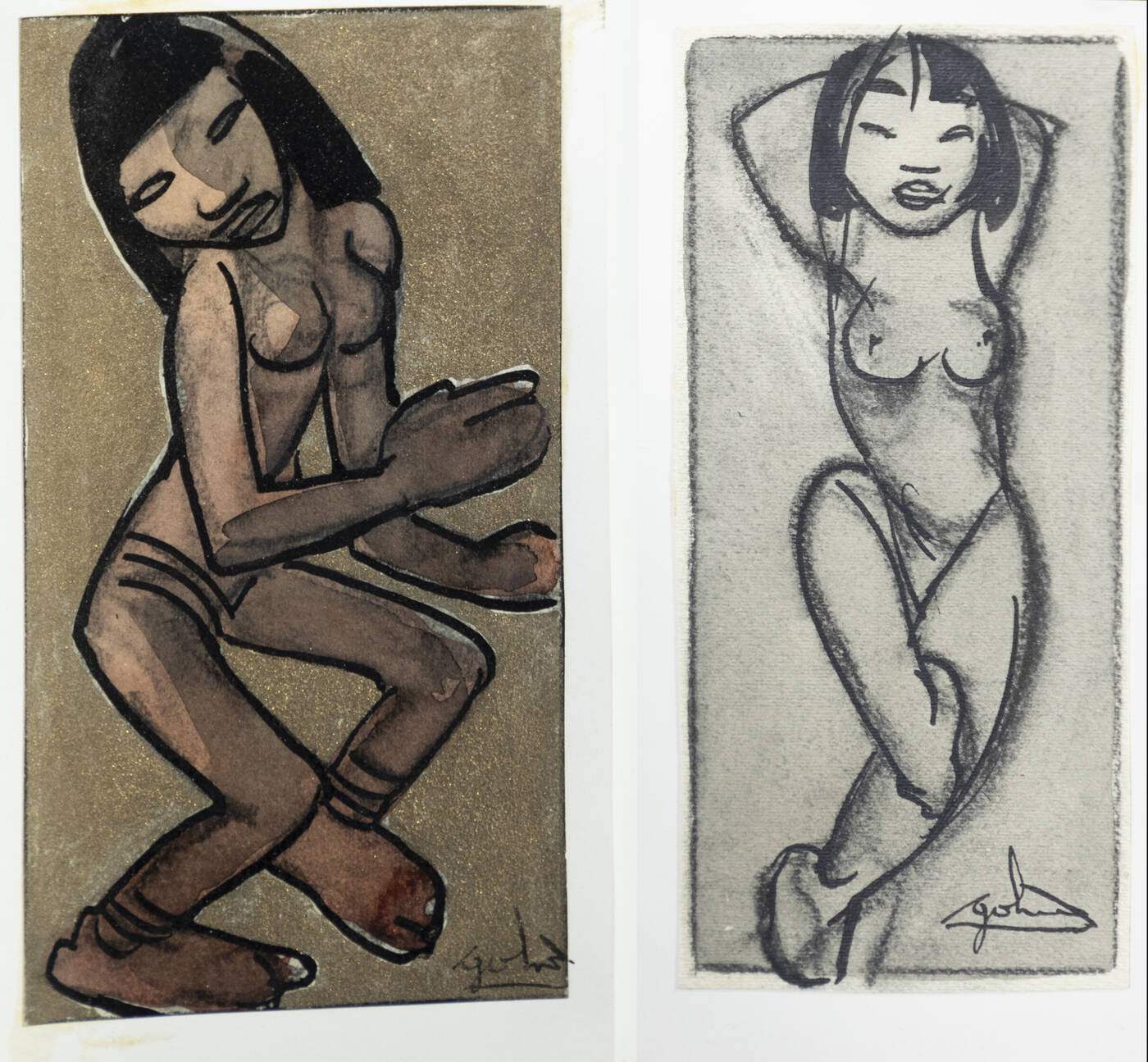 GOLIA (Eugenio Colmo) - Lotto di due disegni<br>A- 'Nudo di danzatrice esotica'<br>B- 'Nudo esotico'