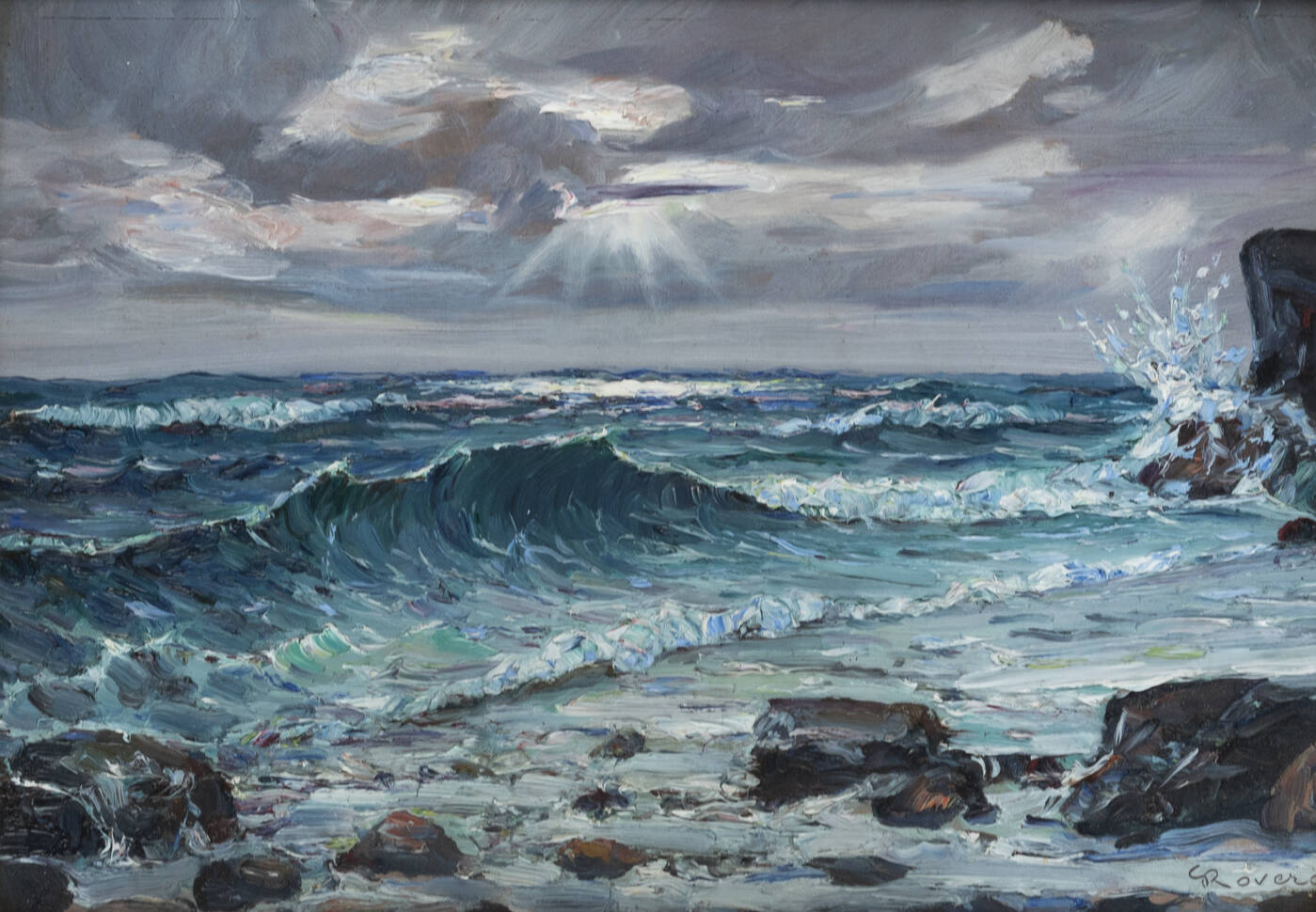 GIOVANNI ROVERO - 'Mare grosso a Noli' 1930