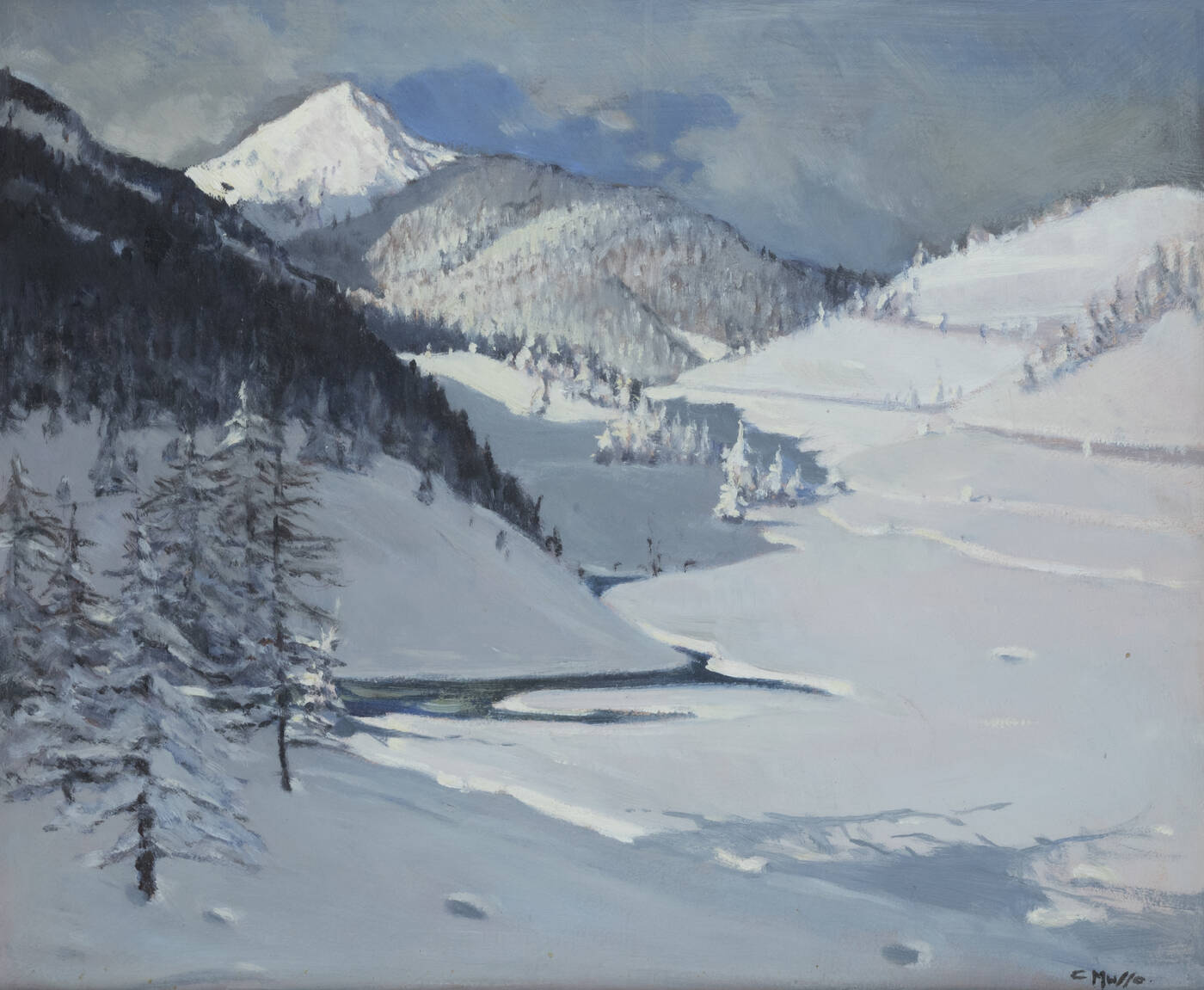CARLO MUSSO - 'Paesaggio montano innevato'