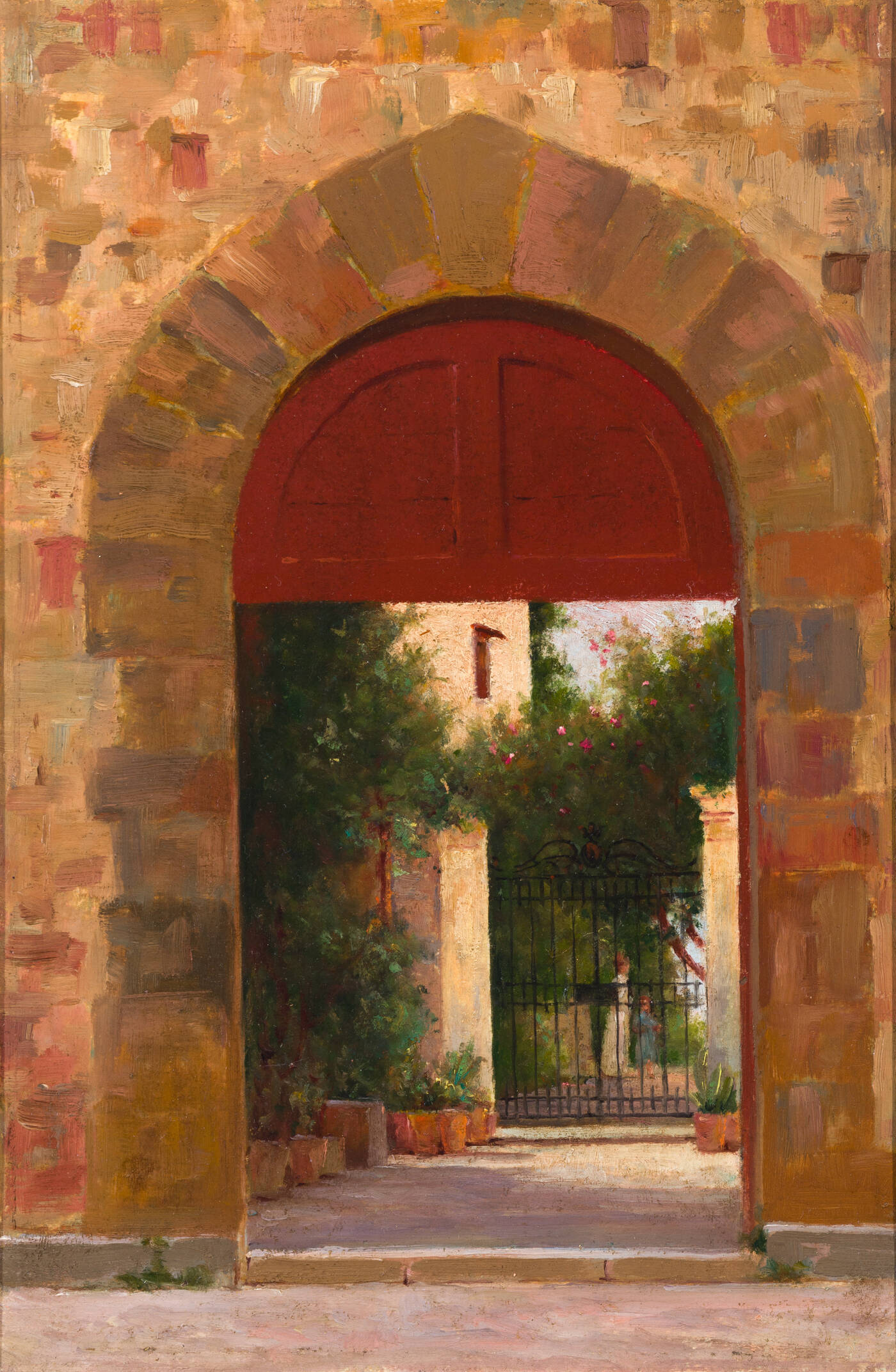 PITTORE ANONIMO - 'In giardino' XX secolo