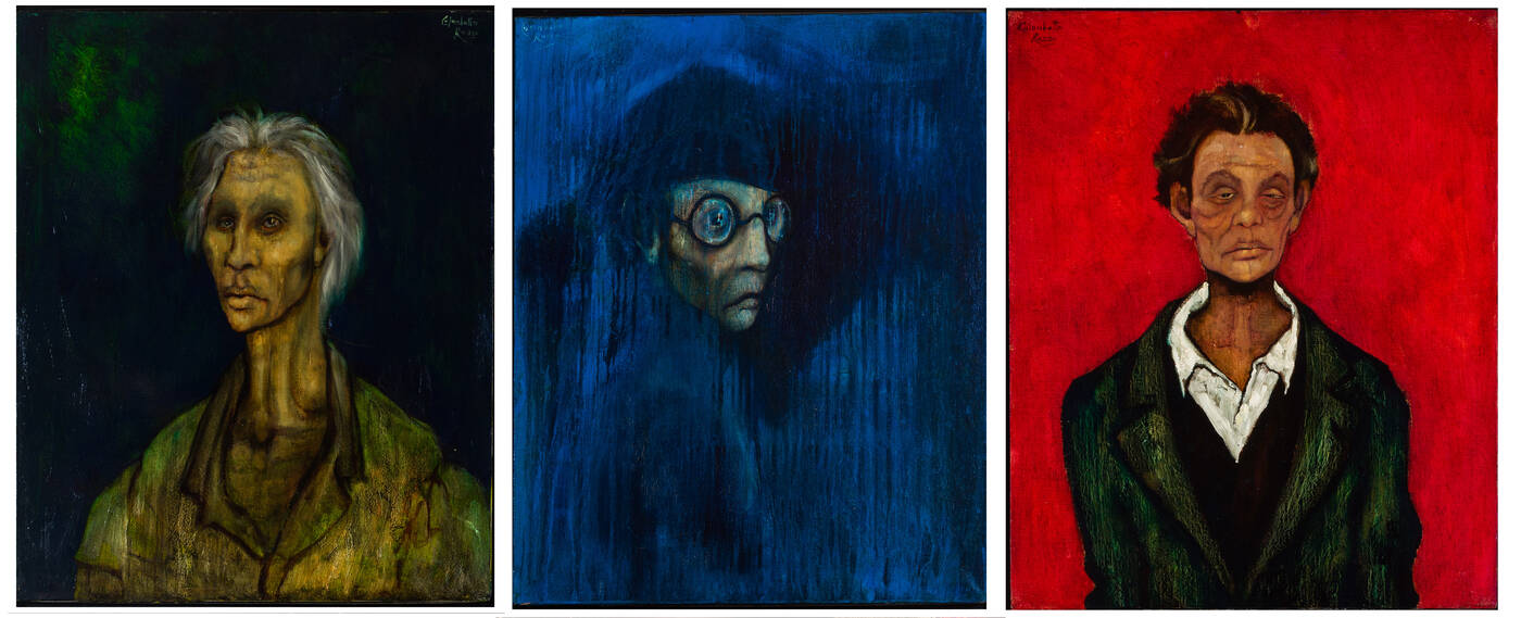 ENRICO COLOMBOTTO ROSSO - Lotto di 3 quadri raffiguranti 'Figure'