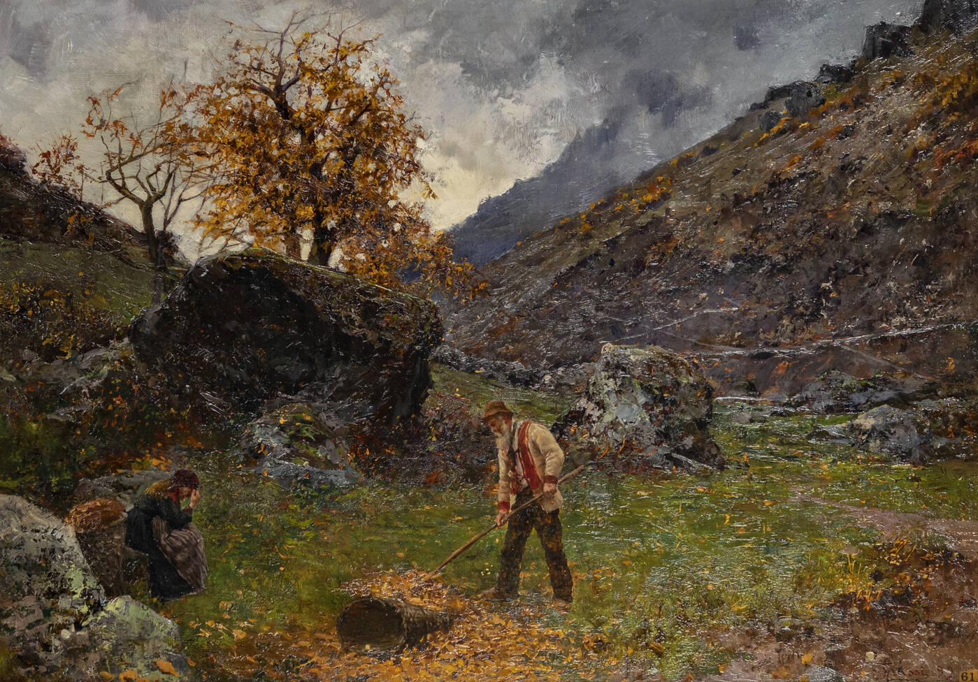 SERAFINO GRASSI - 'La raccolta delle foglie' 1892