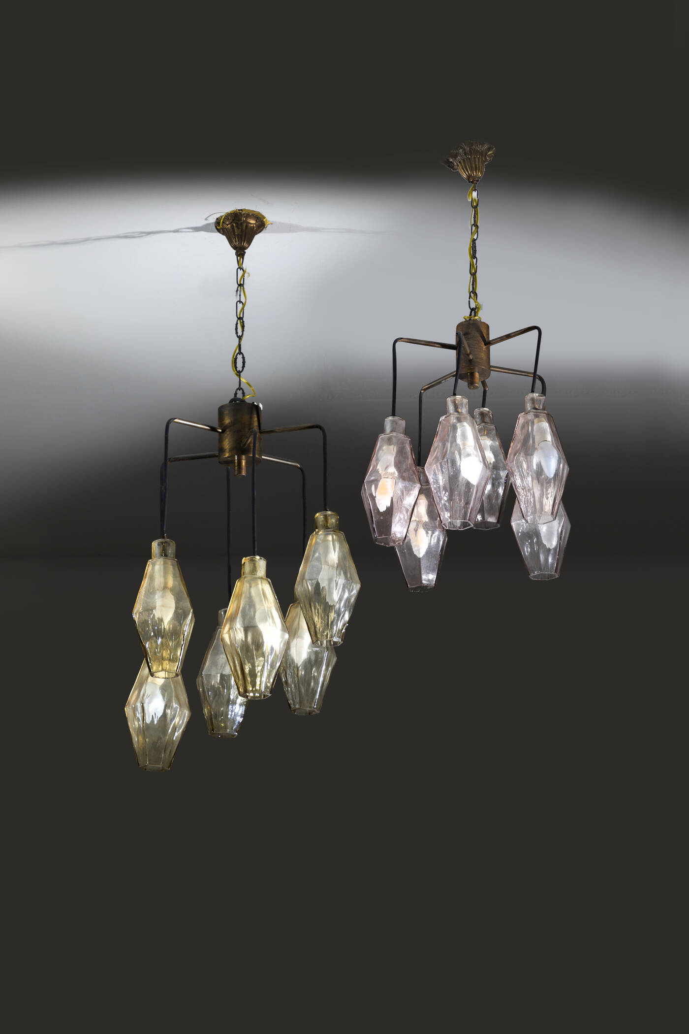 PAOLO VENINI - Coppia di lampade a sospensione mod. Poliedri (versione grande)