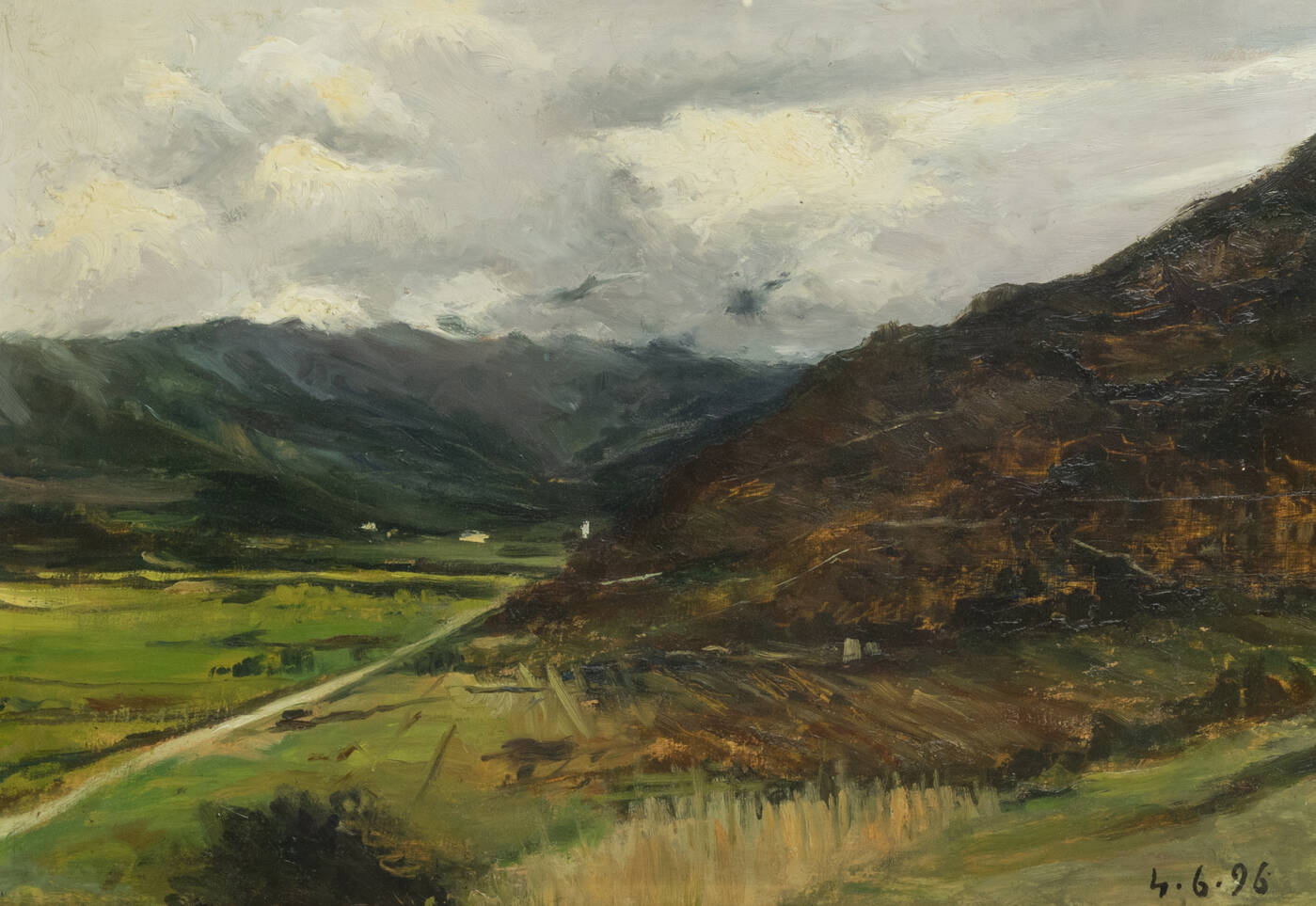 DELLEANI LORENZO (scuola di) - 'Minaccia di pioggia nel Biellese' 4/06/1896