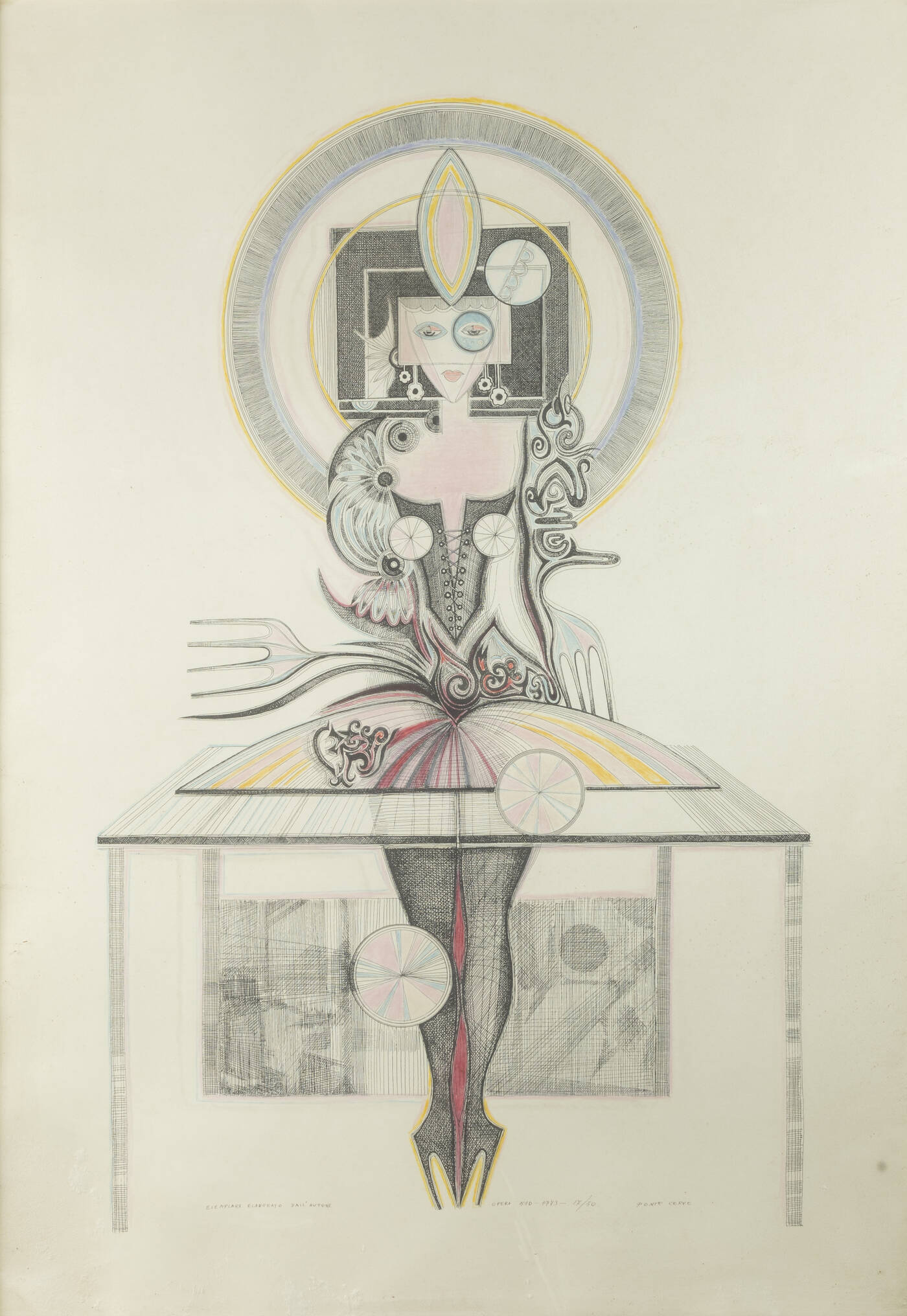 PONTE CORVO (Raffaele Pontecorvo) - 'Composizione femminile', 1973