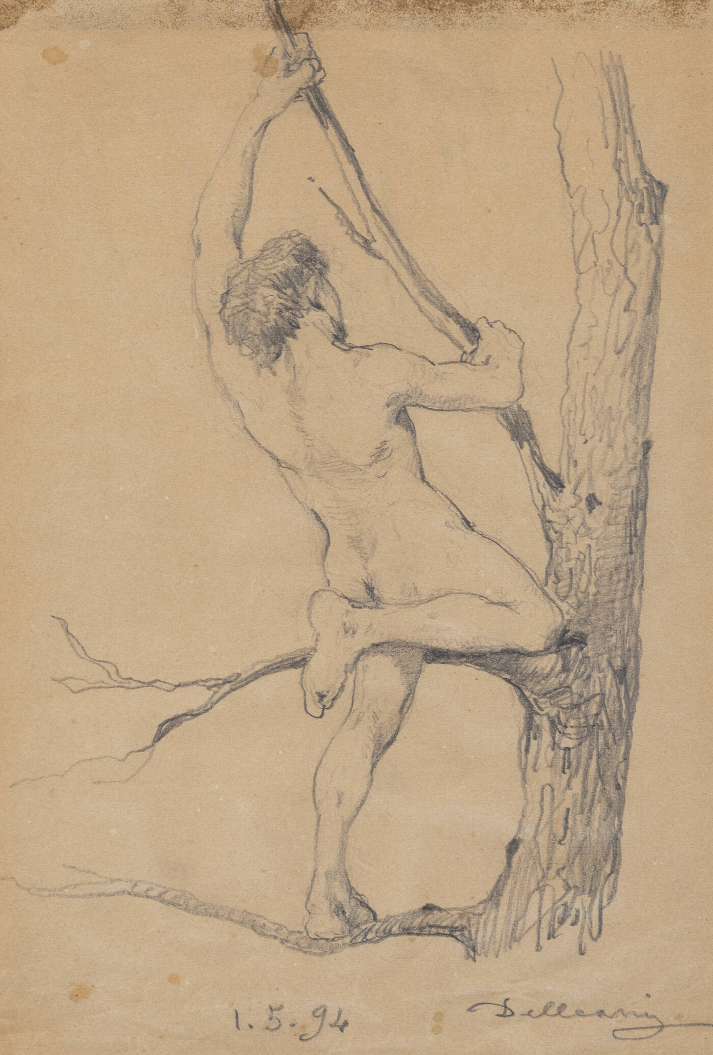 LORENZO DELLEANI - 'Uomo che si arrampica su un albero' 1/5/1894