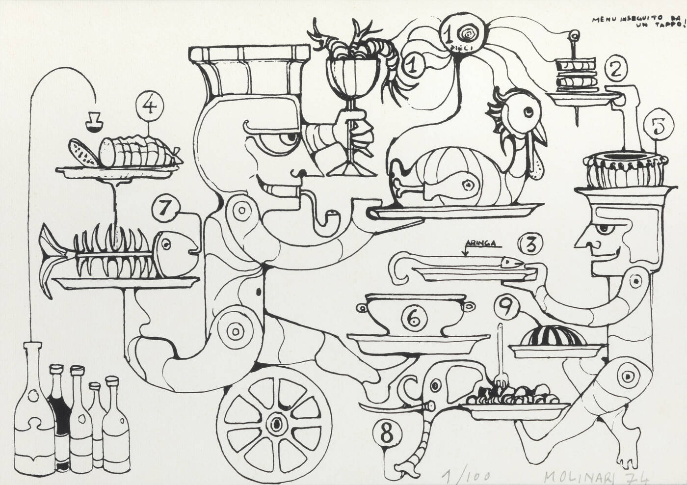 MARIO MOLINARI - 'Menu inseguito da un tappo' 1974