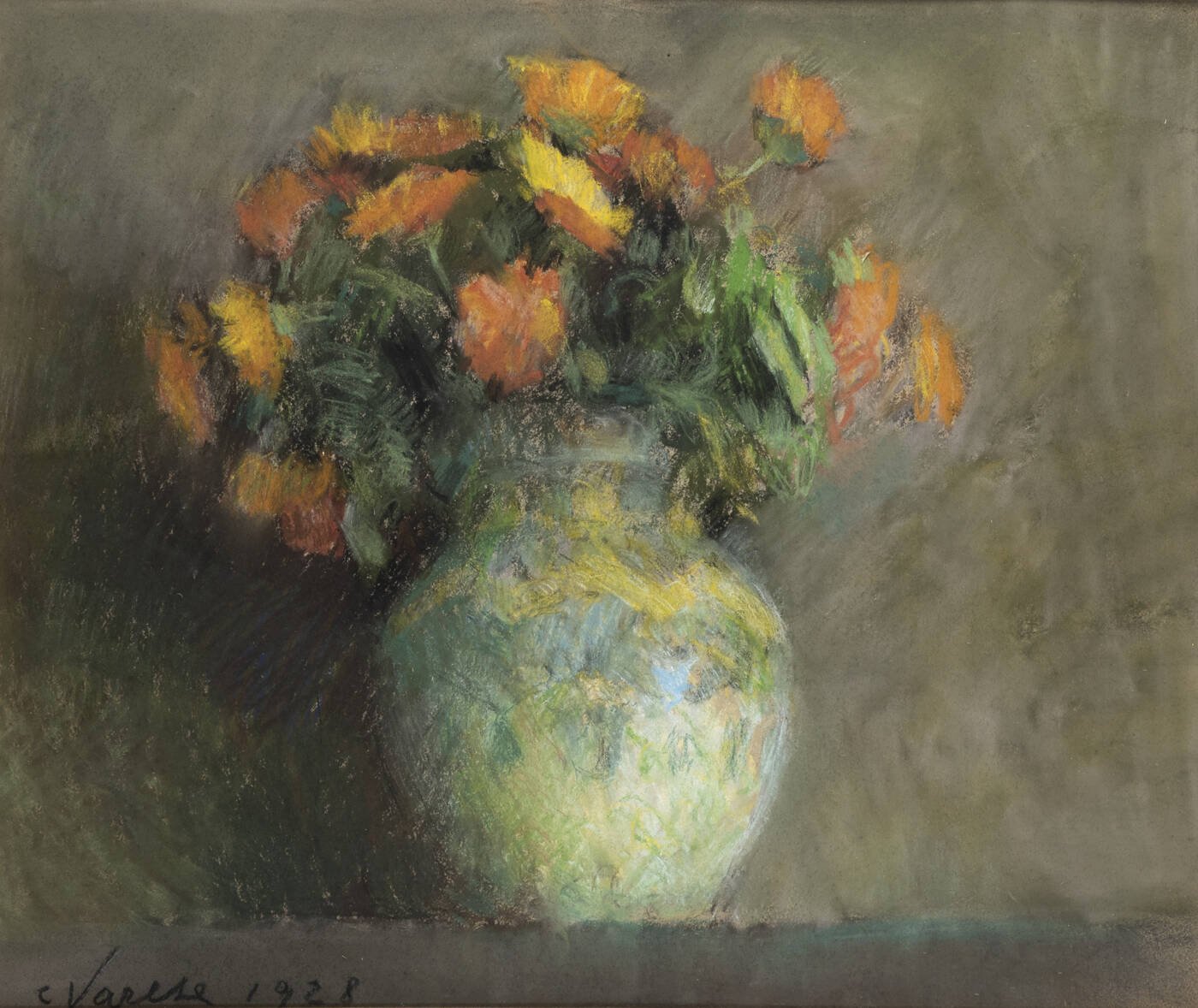 CARLO VARESE - 'Vaso di fiori' 1928 e al retro 'Ritratto di donna'