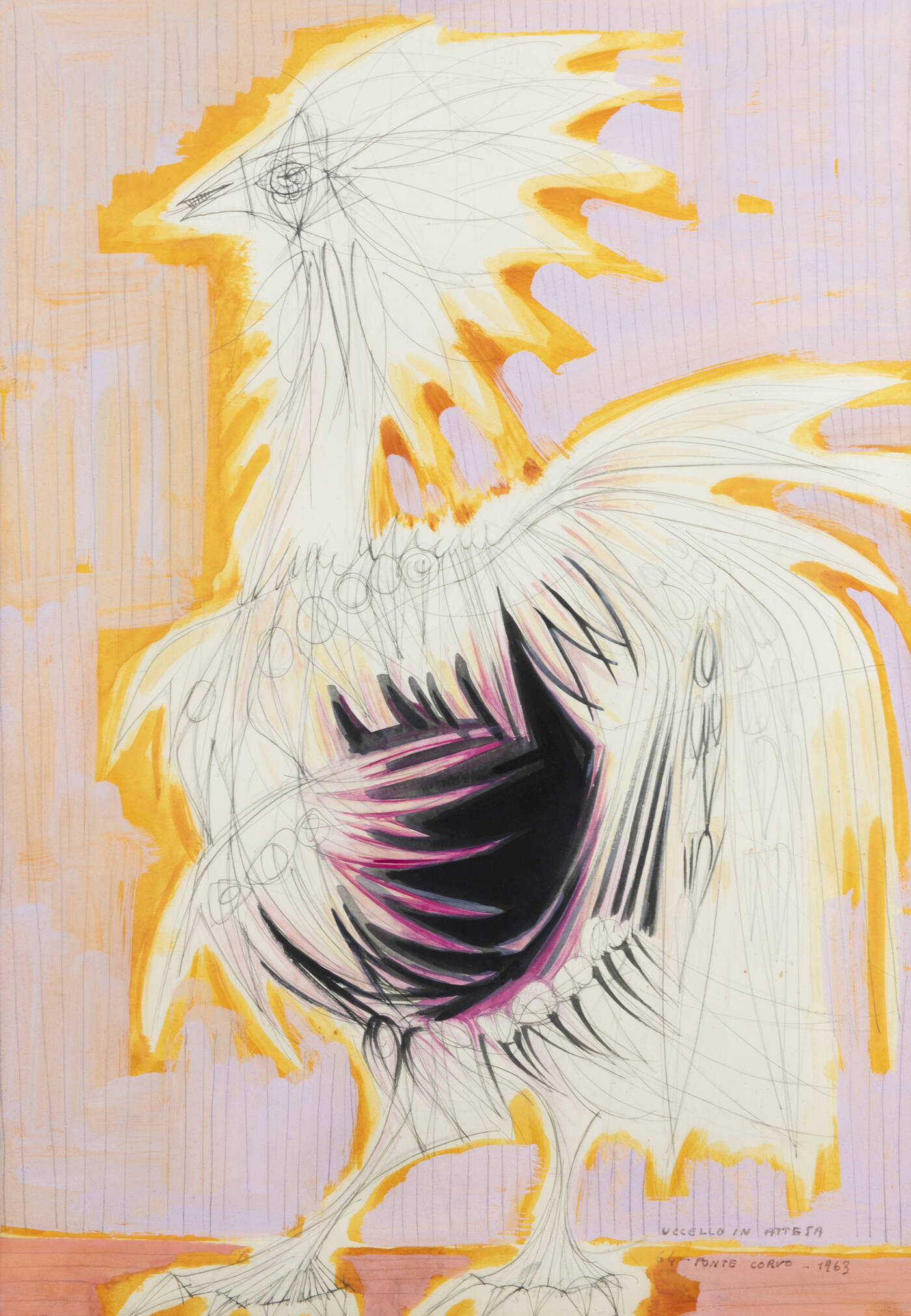 PONTE CORVO (Raffaele Pontecorvo) - 'Uccello in attesa' 1963