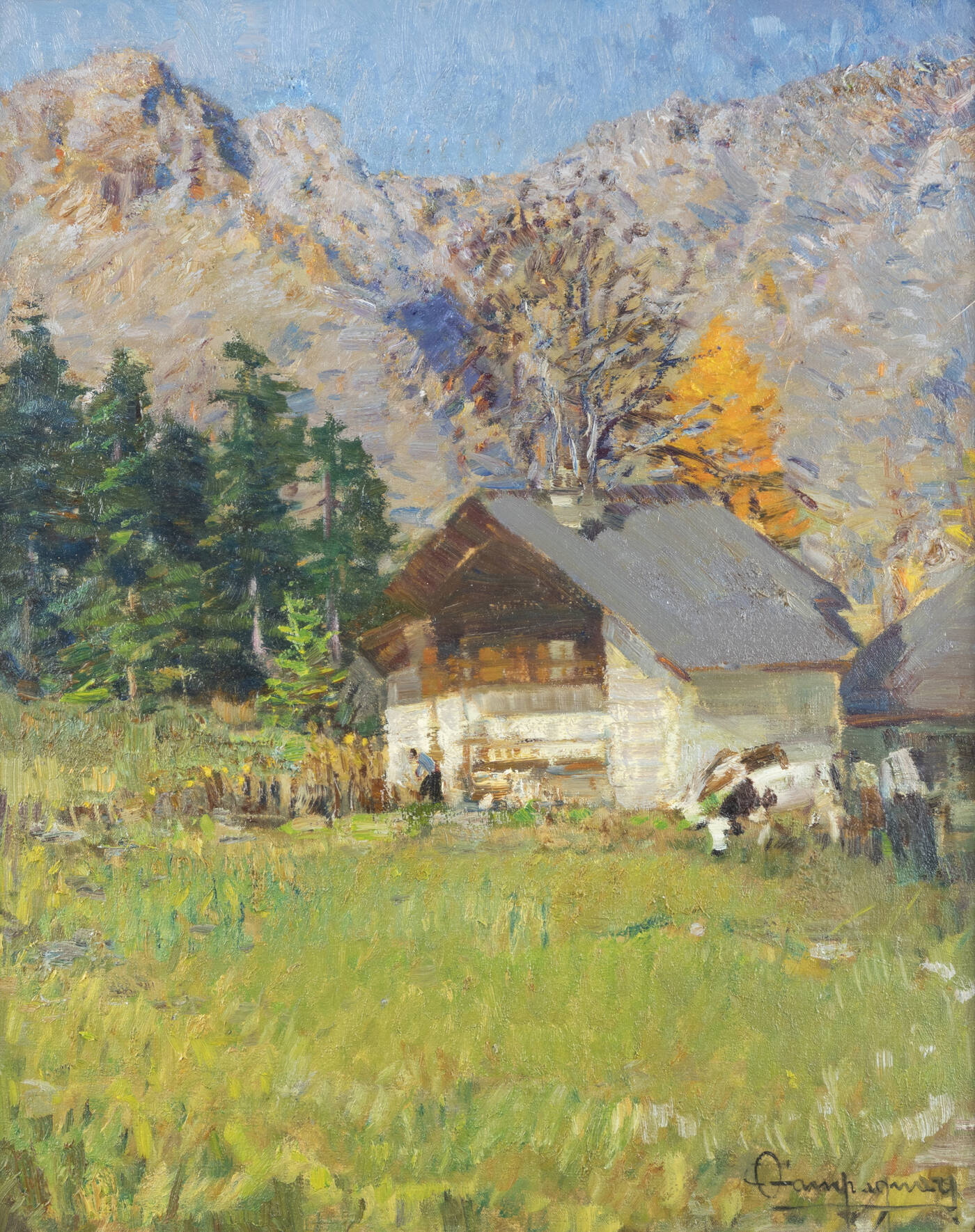 OTTORINO CAMPAGNARI - 'Rustico d'autunno-a Gressoney', autunno 1971