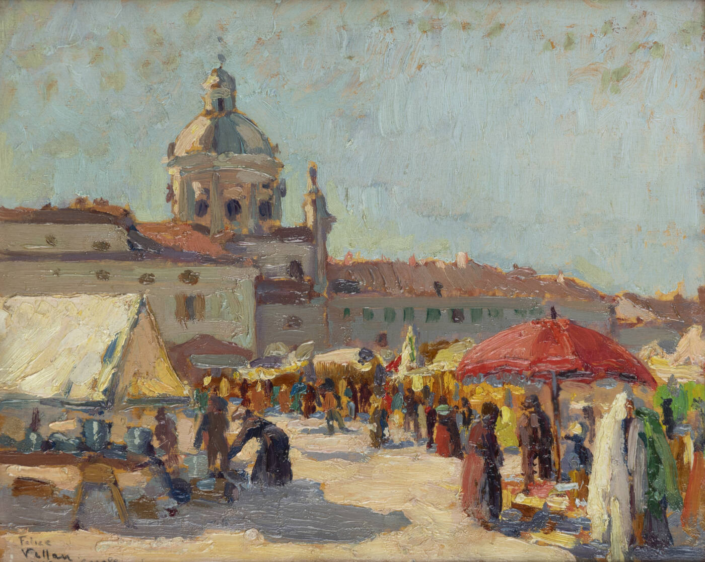 FELICE VELLAN - 'Un giorno di mercato a Casale' 1925