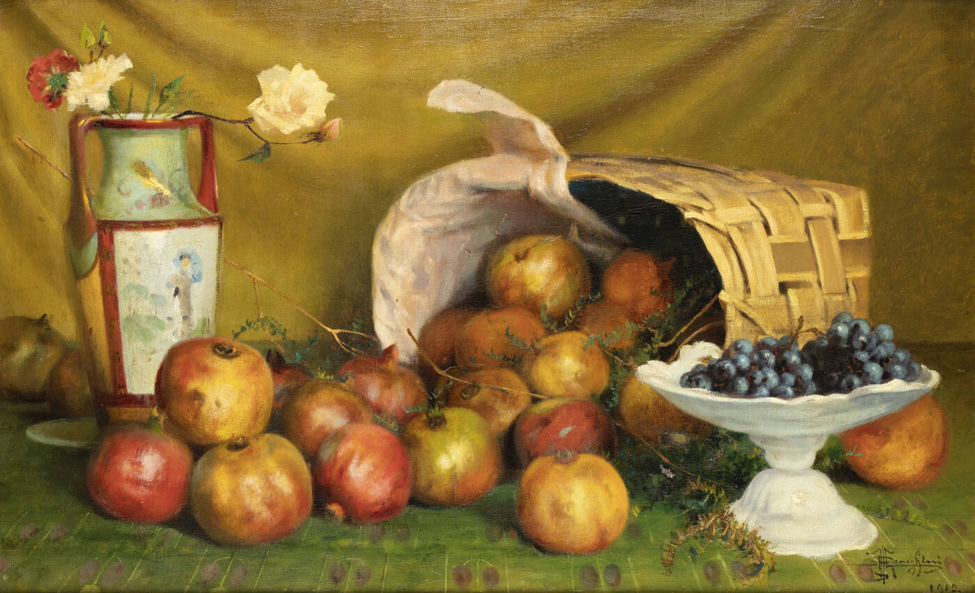 PITTORE NON IDENTIFICATO - 'Natura morta con melograni' 1912