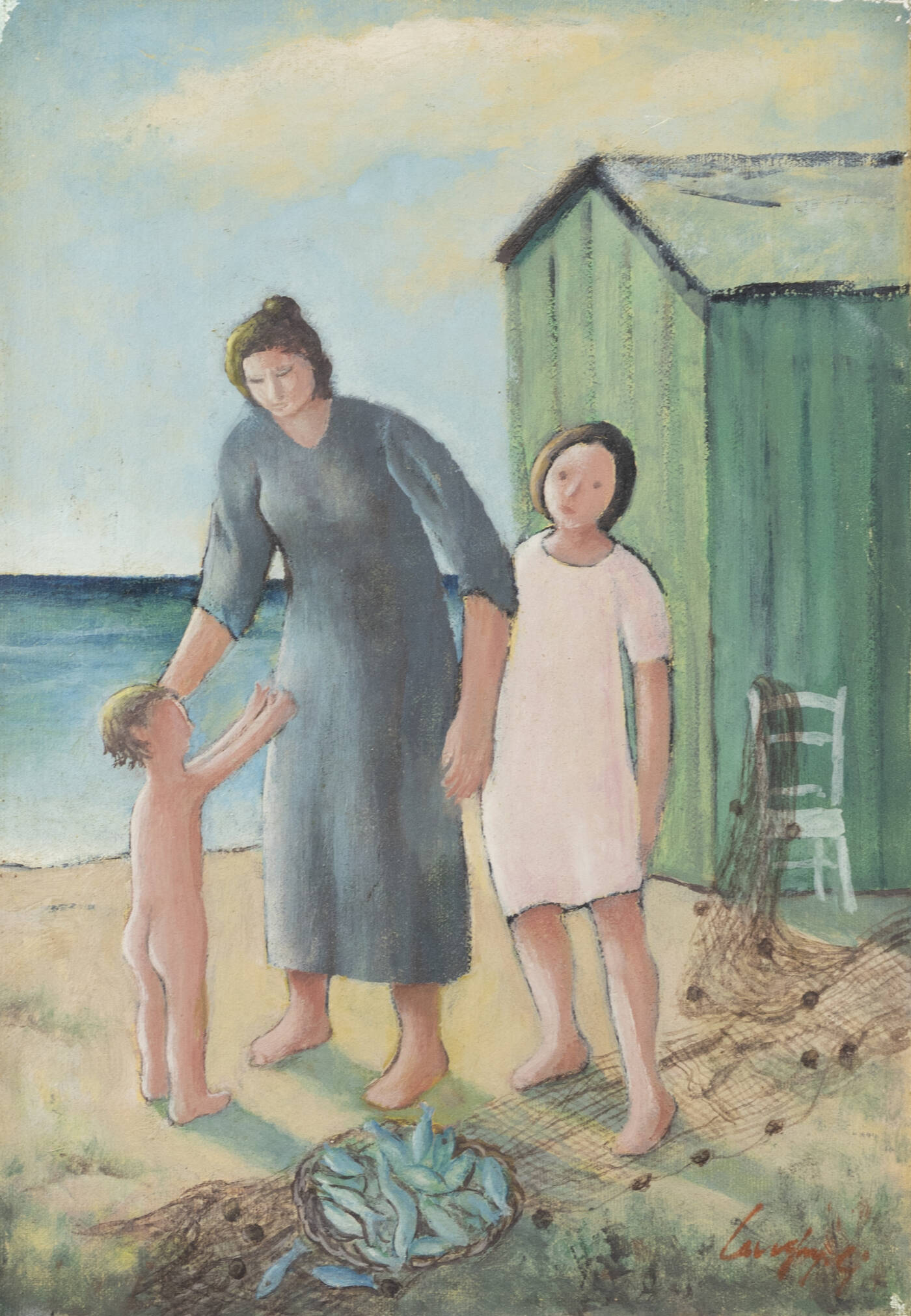 ADALBERTO CAMPAGNOLI - 'La famiglia del pescatore', 1970