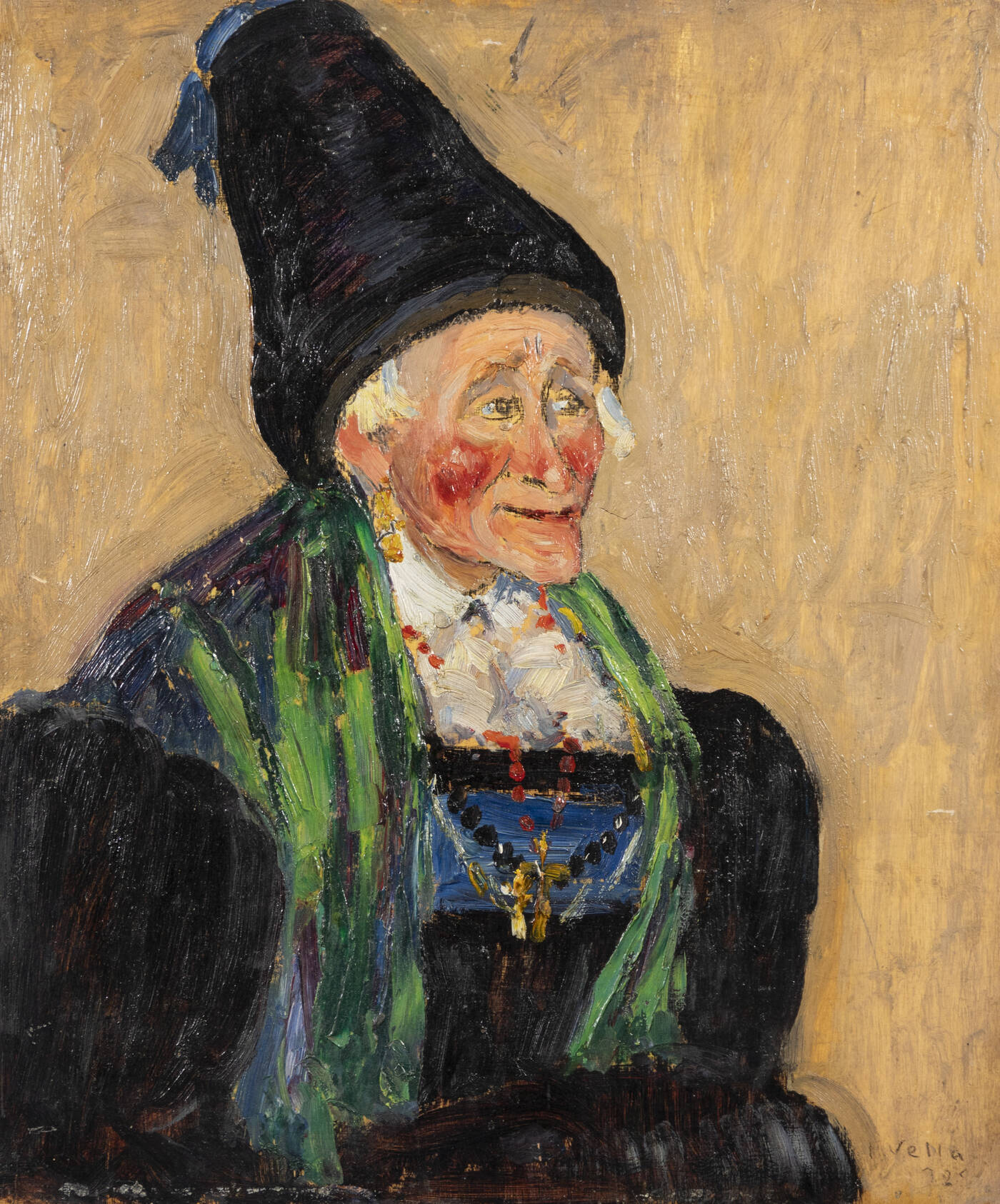 FELICE VELLAN - 'Donna anziana in costume della Val Gardena' anni '20