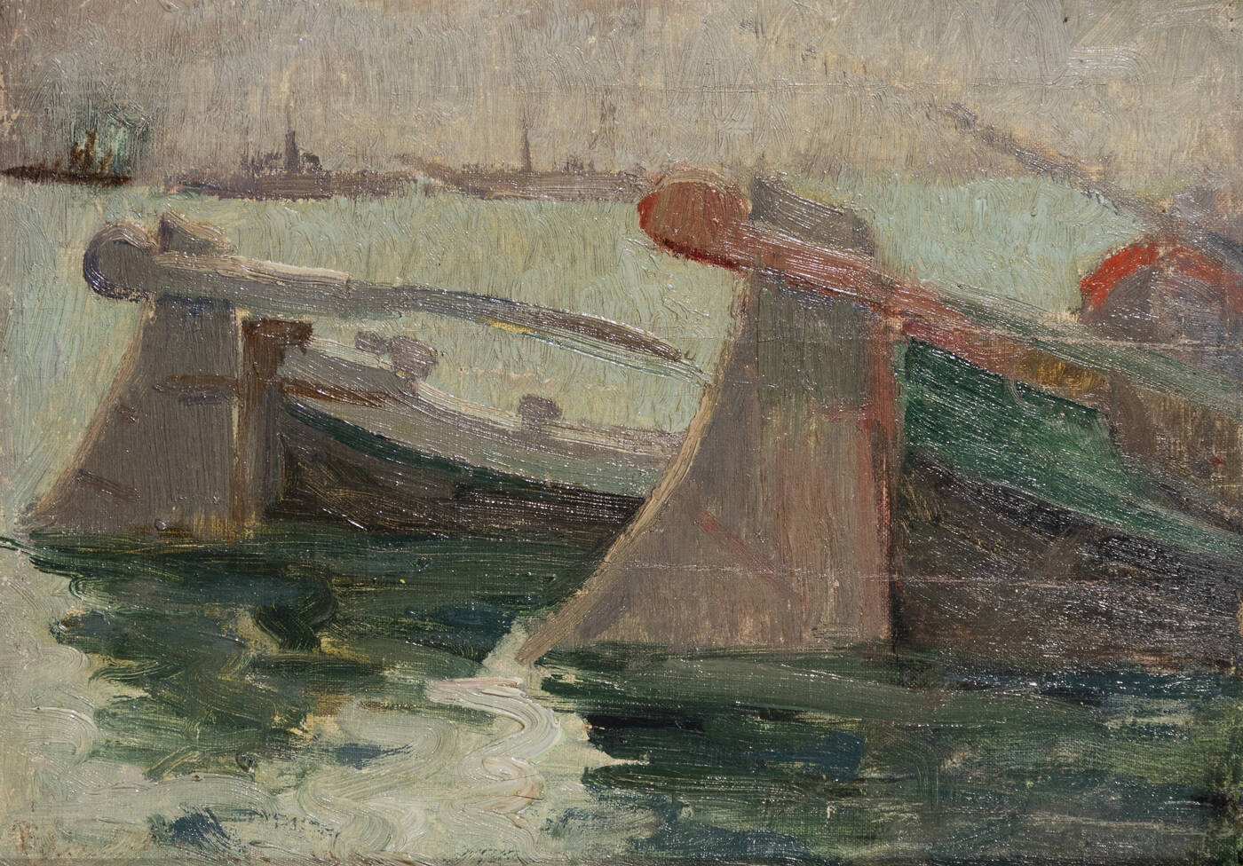 FELICE VELLAN - 'Scorcio con barche' anni Cinquanta