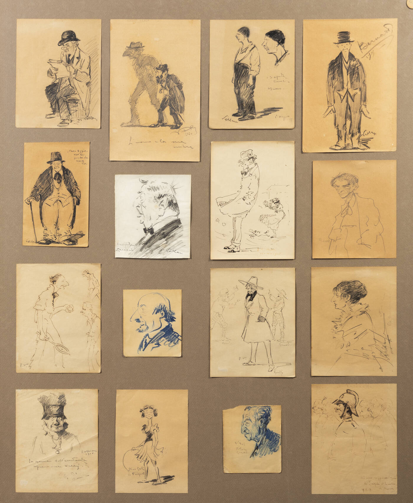 FELICE VELLAN - 'Lotto di 16 ritratti del mondo artistico torinese dagli anni '10 agli anni '20'