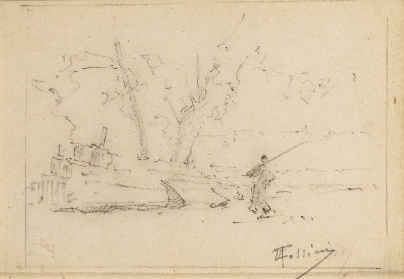 CARLO FOLLINI - 'Paesaggio con figura'