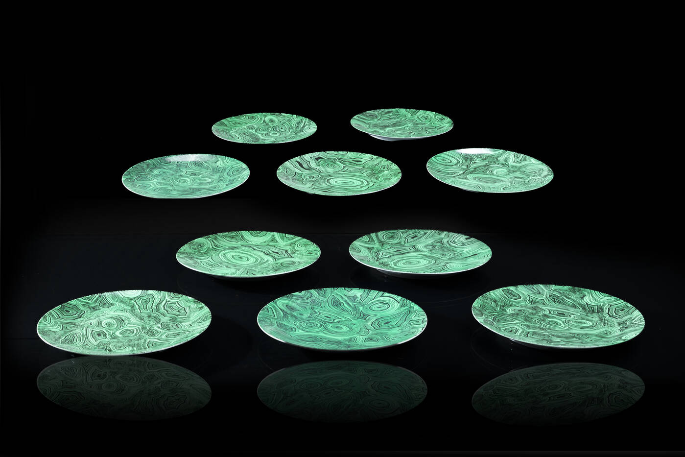 PIERO FORNASETTI - Dieci piatti della serie Malachite