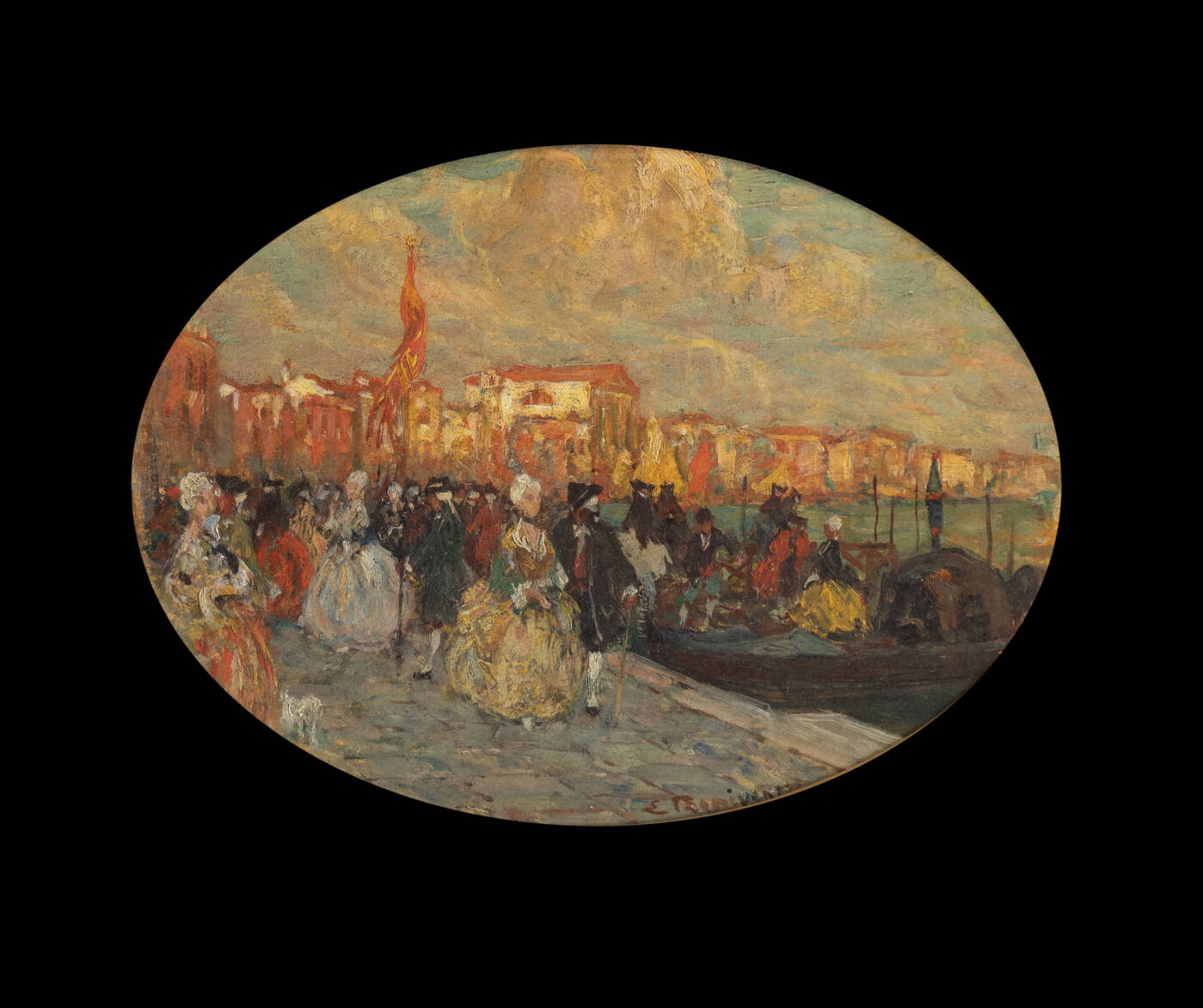 EUGENIO BONIVENTO - 'Maschere in costume a Venezia'