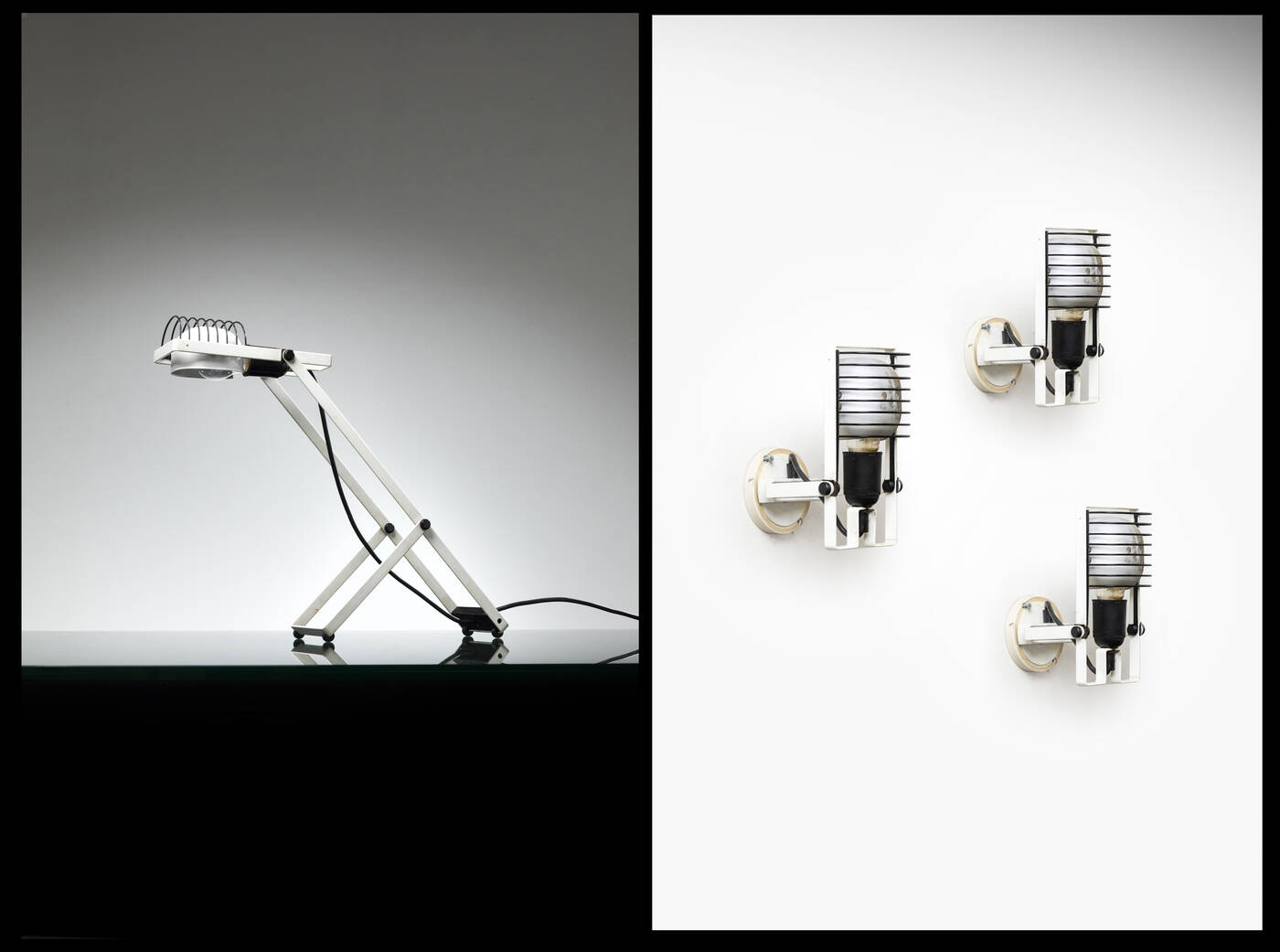 ERNESTO GISMONDI - Set composto da lampada da tavolo e tre da parete  mod. Sinsesi