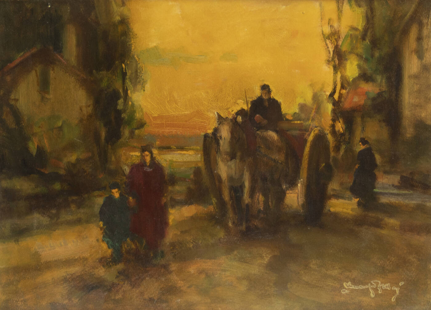 VENANZIO ZOLLA - 'Paese, carretto e paesaggio'