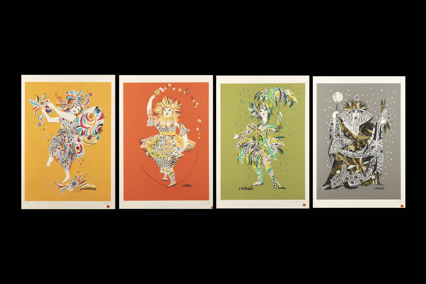 EMANUELE LUZZATI - Lotto di quattro serigrafie 'Le stagioni'