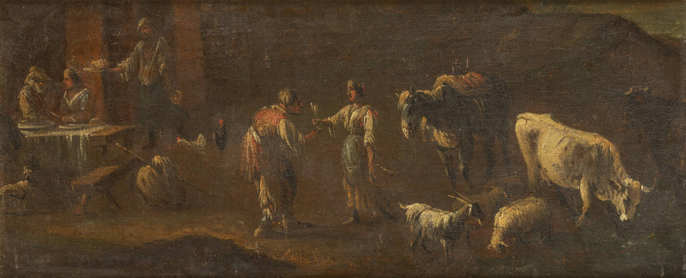 PITTORE ANONIMO - 'Scena di vita contadina' XVII secolo