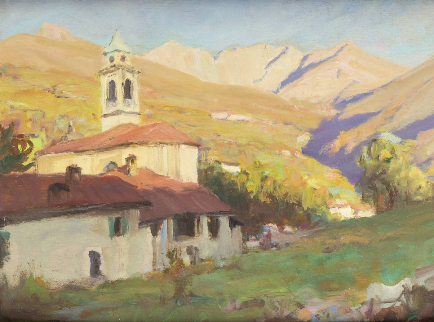 ANGELO ABRATE - 'Chiesa in paesaggio montano'