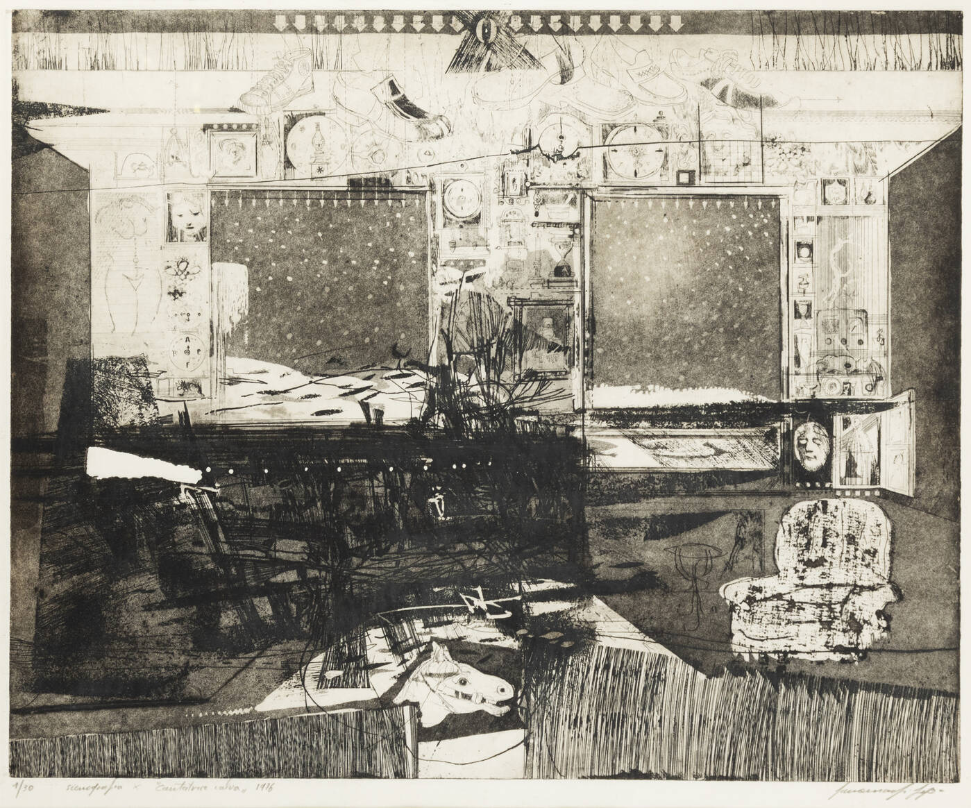 SERGIO SACCOMANDI - 'Scenografia per cantatrice calva' 1976