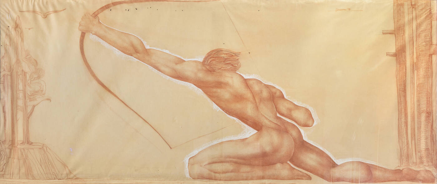 PITTORE NON IDENTIFICATO - 'Studio di arciere' 1934