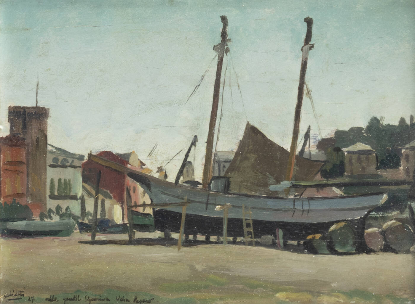 ALBERTO SALIETTI - 'Barche in secca a Sestri Levante' 1927