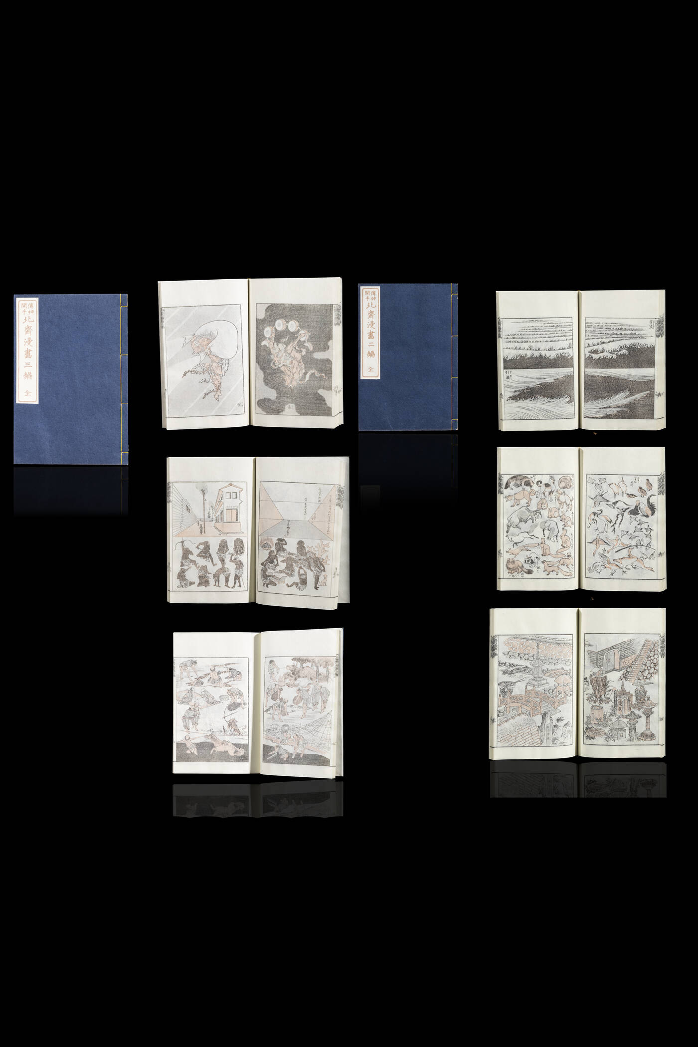 KATSUSHIKA HOKUSAI - Due volumi illustrati con xilografie 